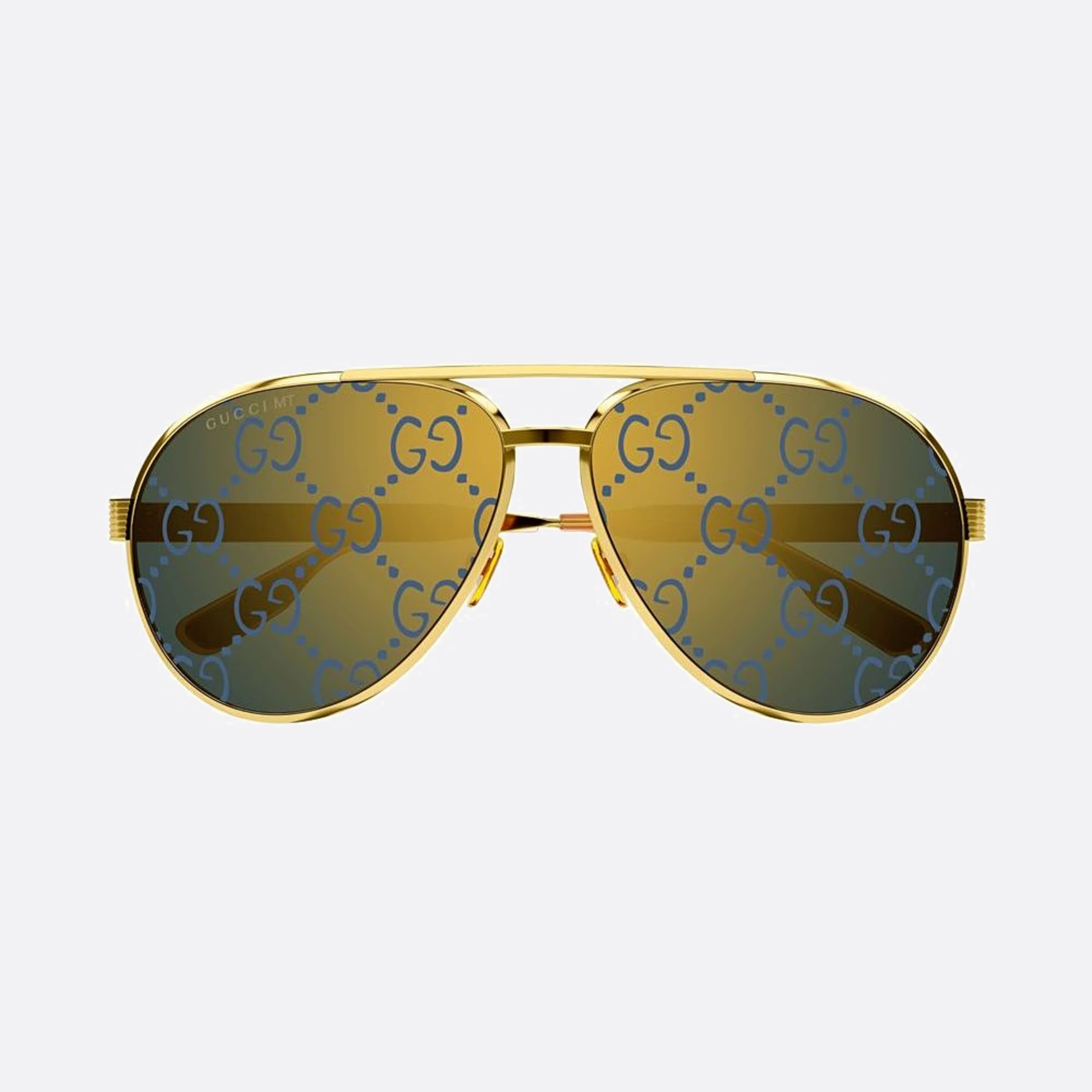 Gucci 64mm Gold Pilot Man Sunglasses - Detail View