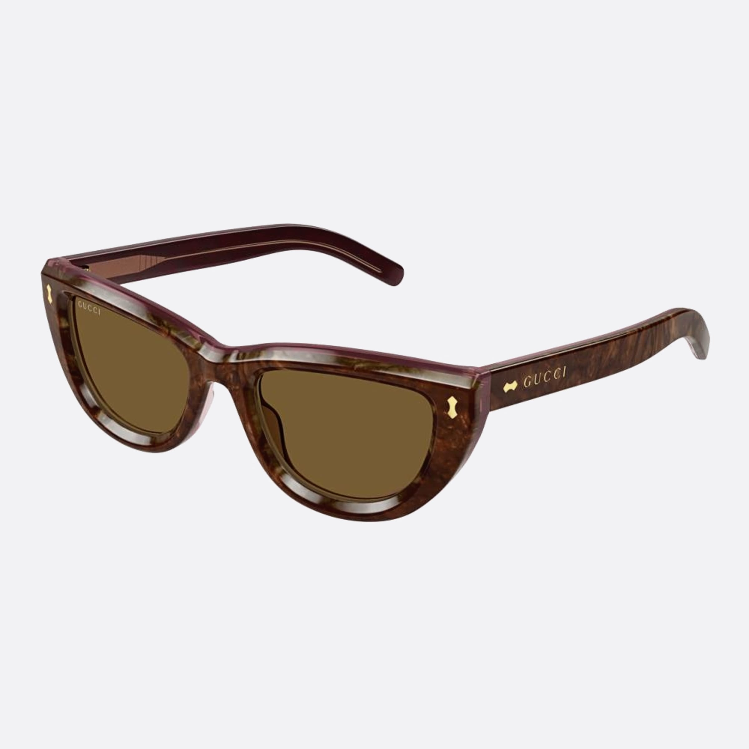 Gucci 51mm Hvbr Havana Cat Eye Woman Sunglasses - Side View