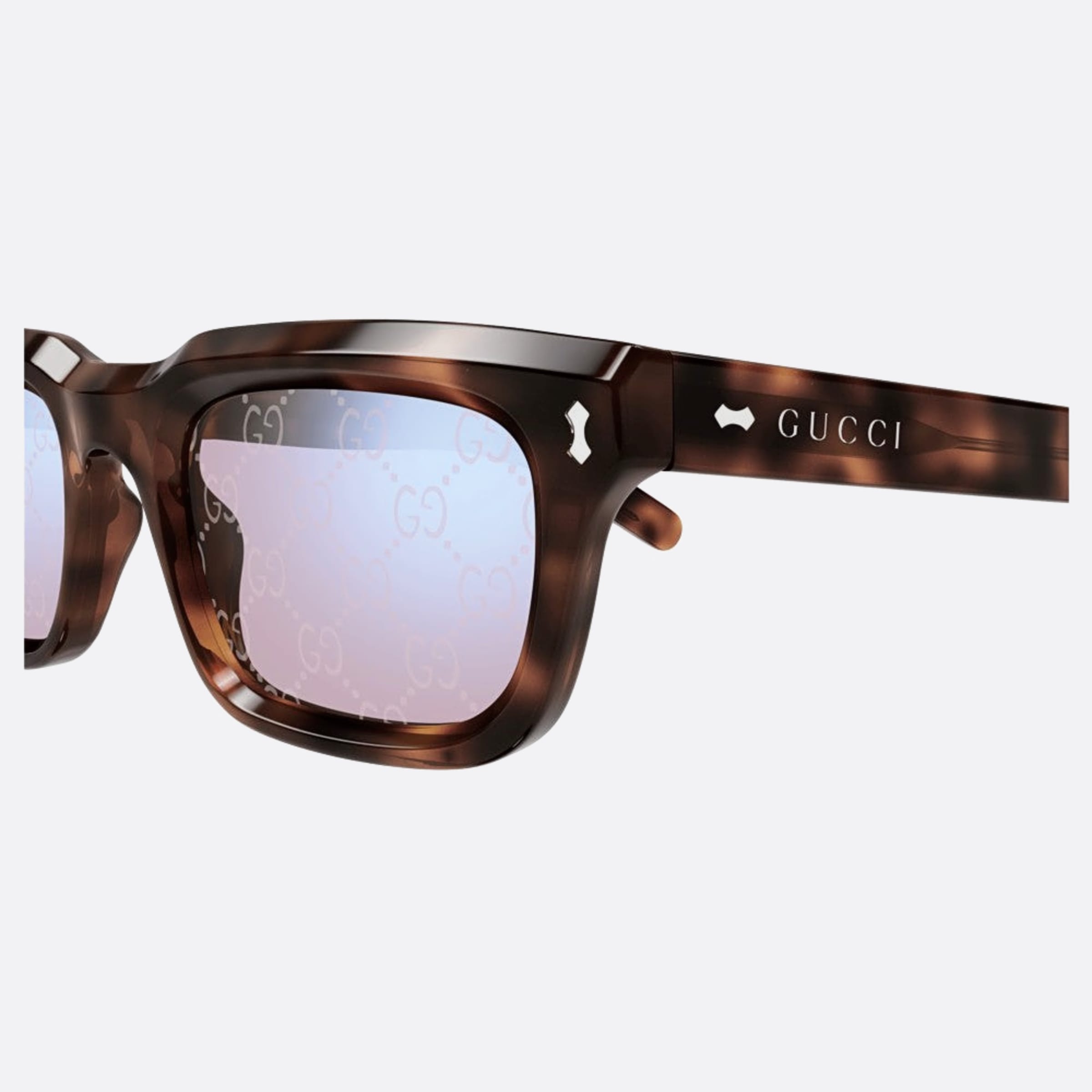 Gucci 51mm Havana Squared Man Sunglasses - Detail View
