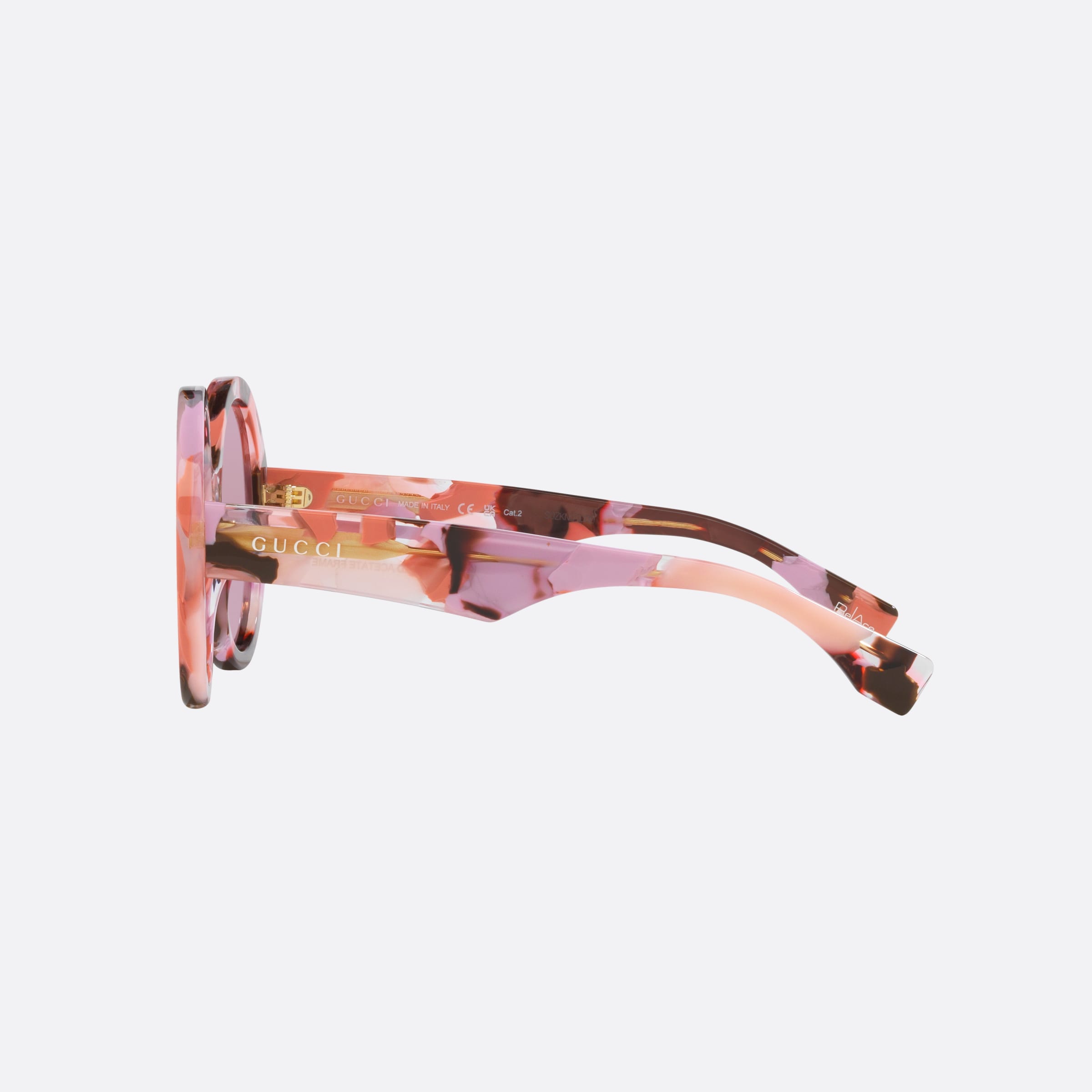 Gucci 54mm Pink Round Woman Sunglasses - Detail View