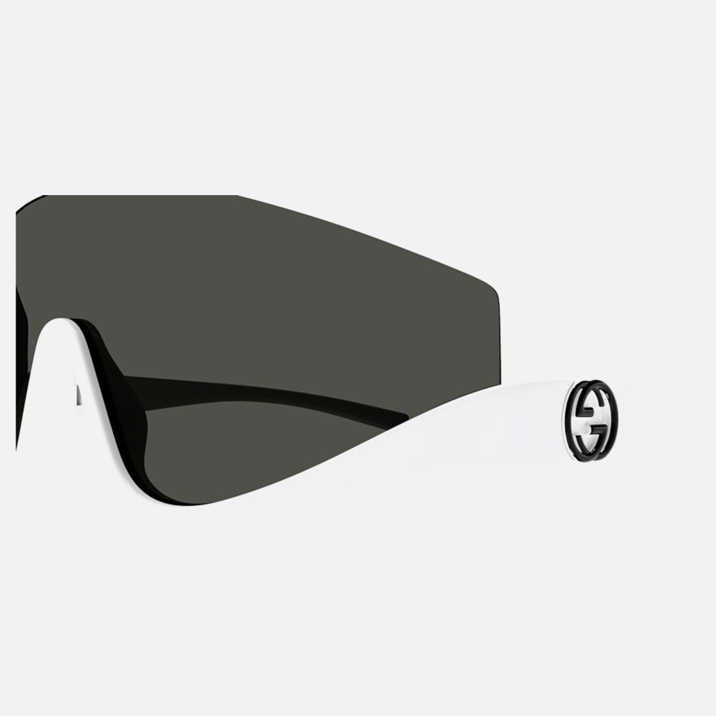 Gucci 99mm White Shield Woman Sunglasses - Lifestyle Shot