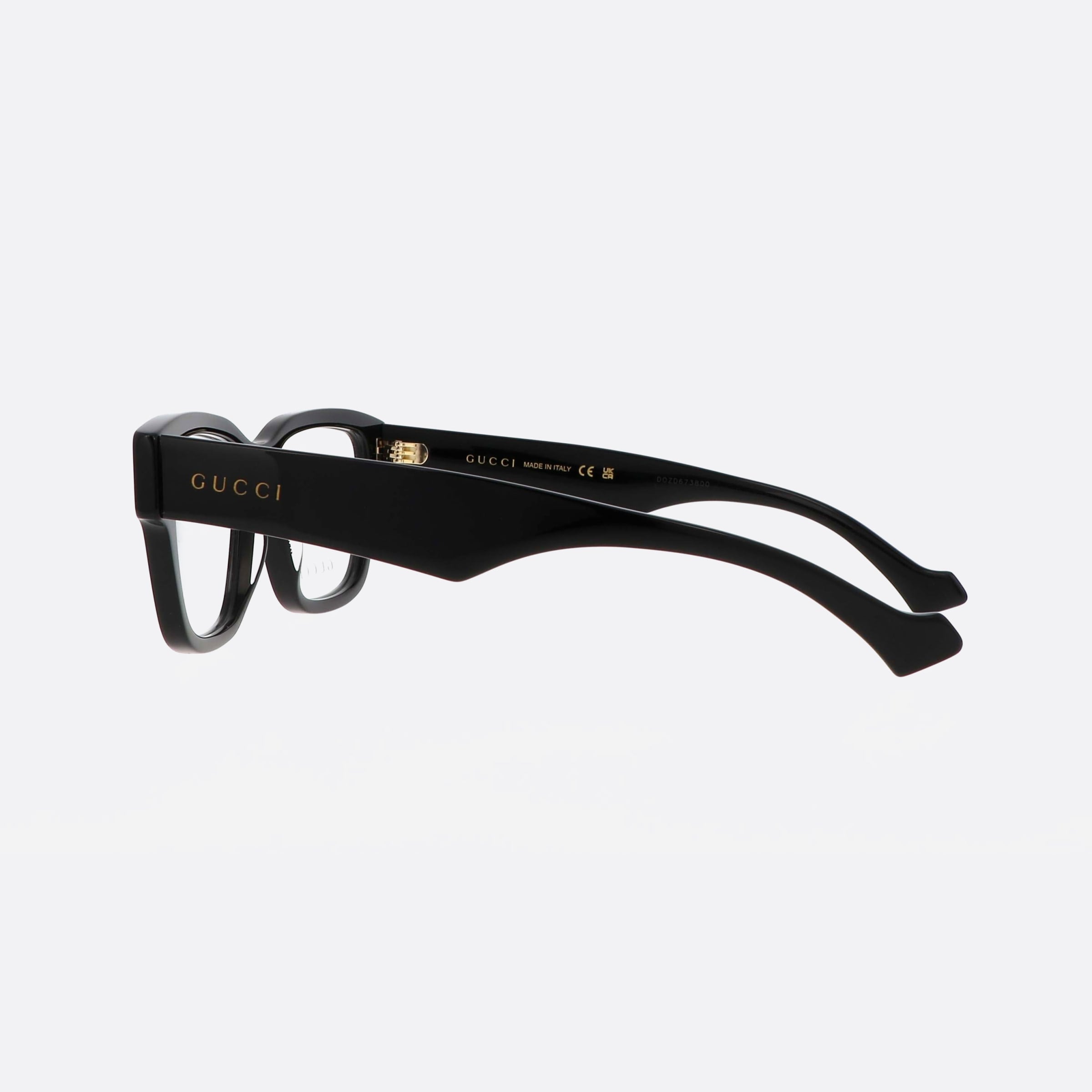 Gucci 52mm Lettering Black Square Men Eyeglasses - Detail View