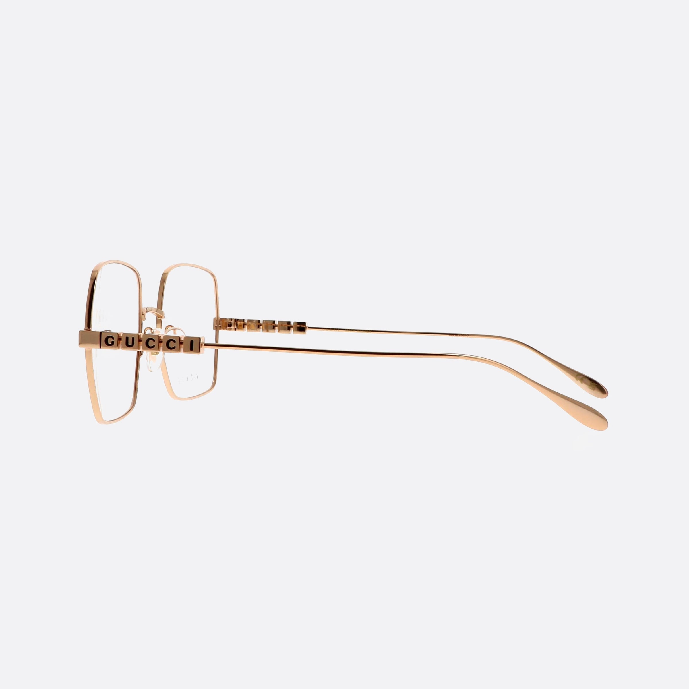 Gucci 55mm Lettering Gold Squared Woman Eyeglasses - Detail View