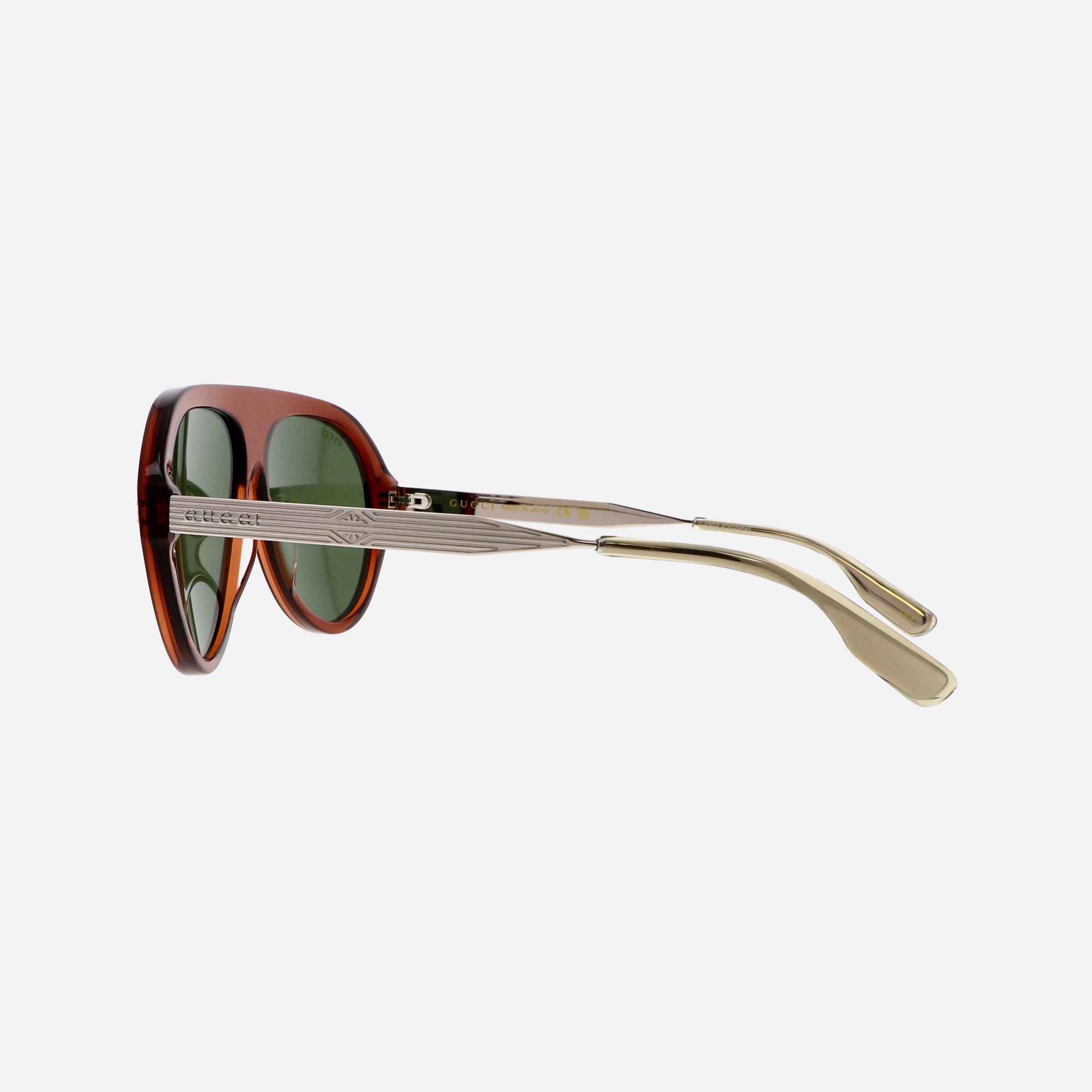 Gucci 61mm Lettering Gold Pilot Man Sunglasses - Detail View