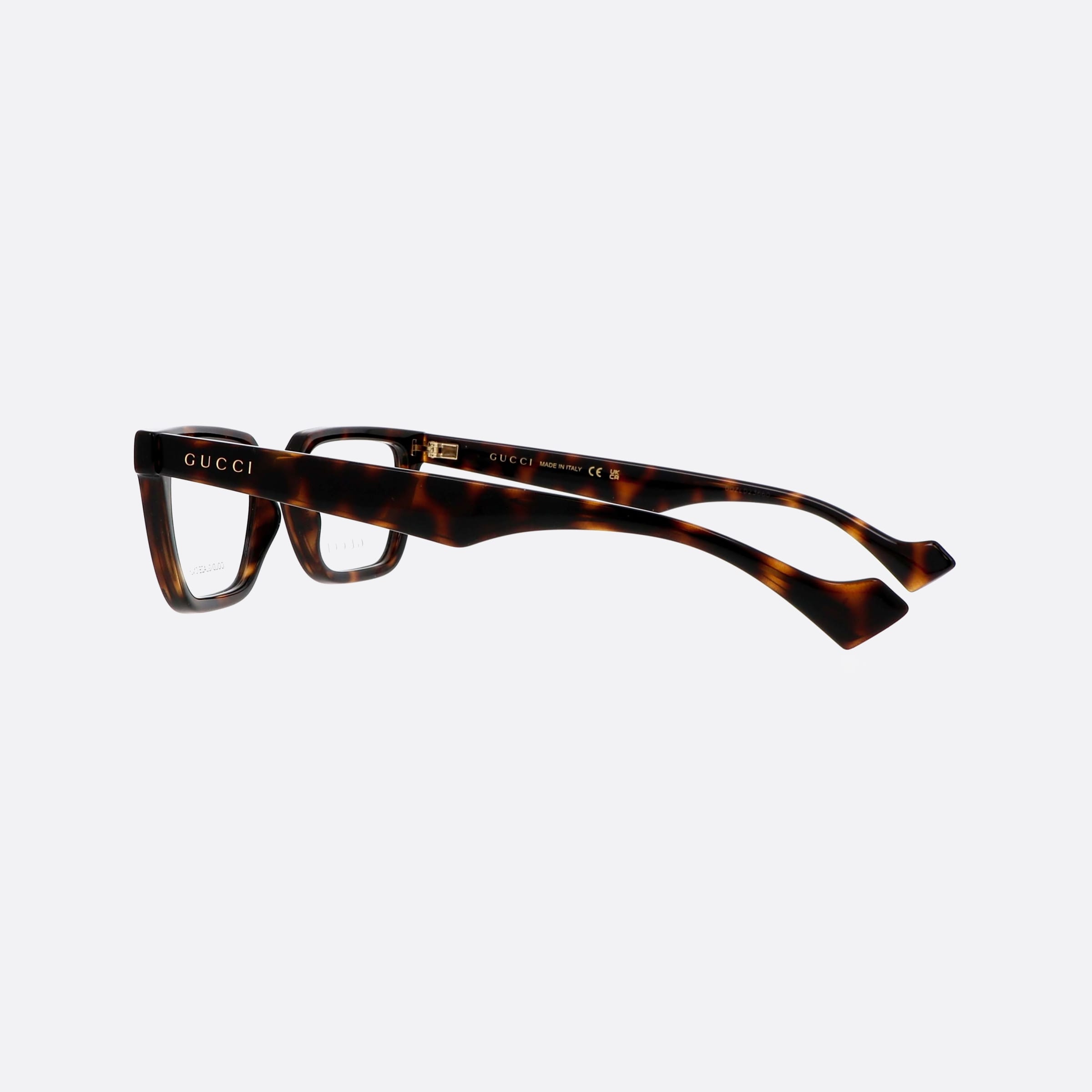 Gucci 54mm Lettering Tortoise Rectangle Man Eyeglasses - Detail View