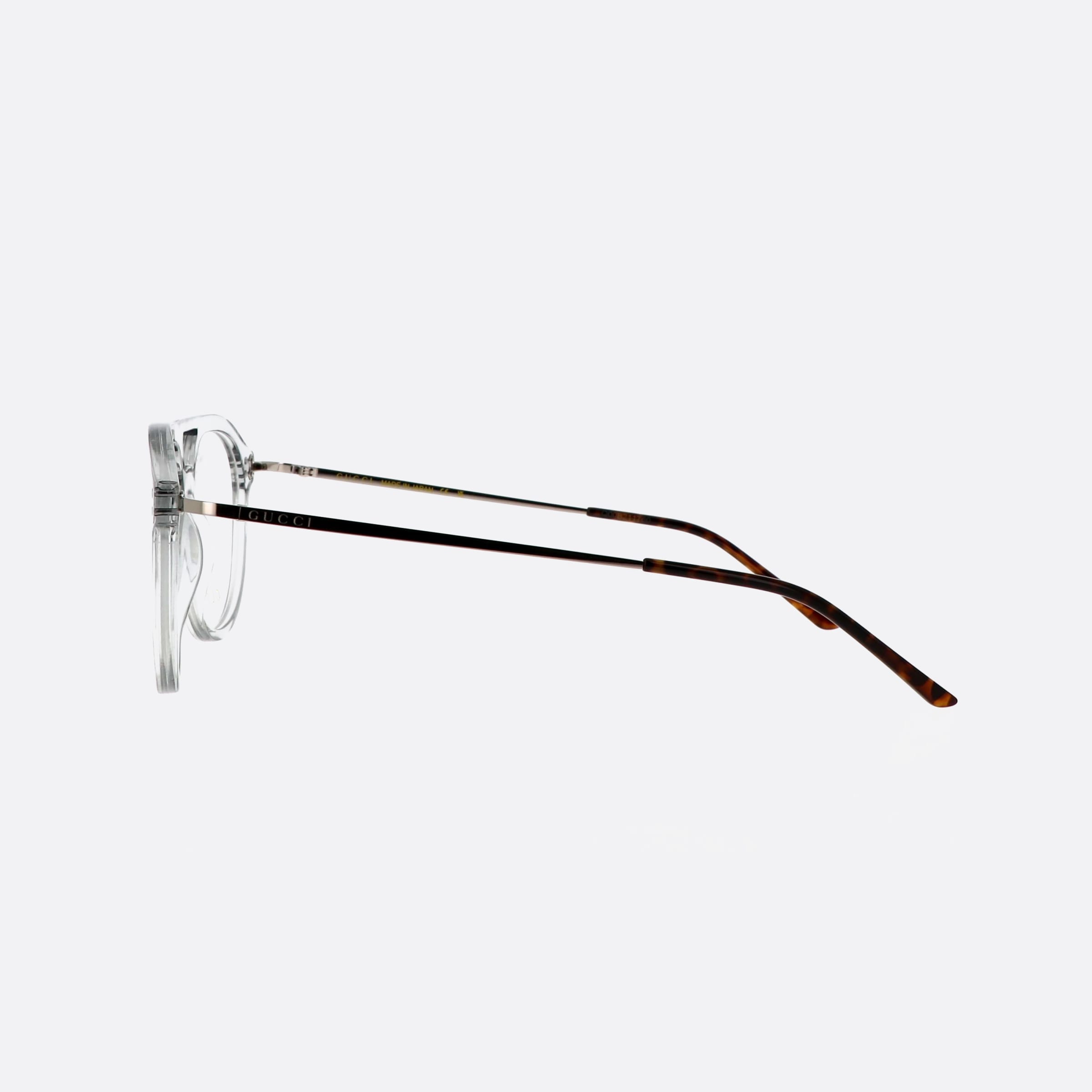 Gucci 53mm Lettering Grey Pilot Man Eyeglasses - Detail View
