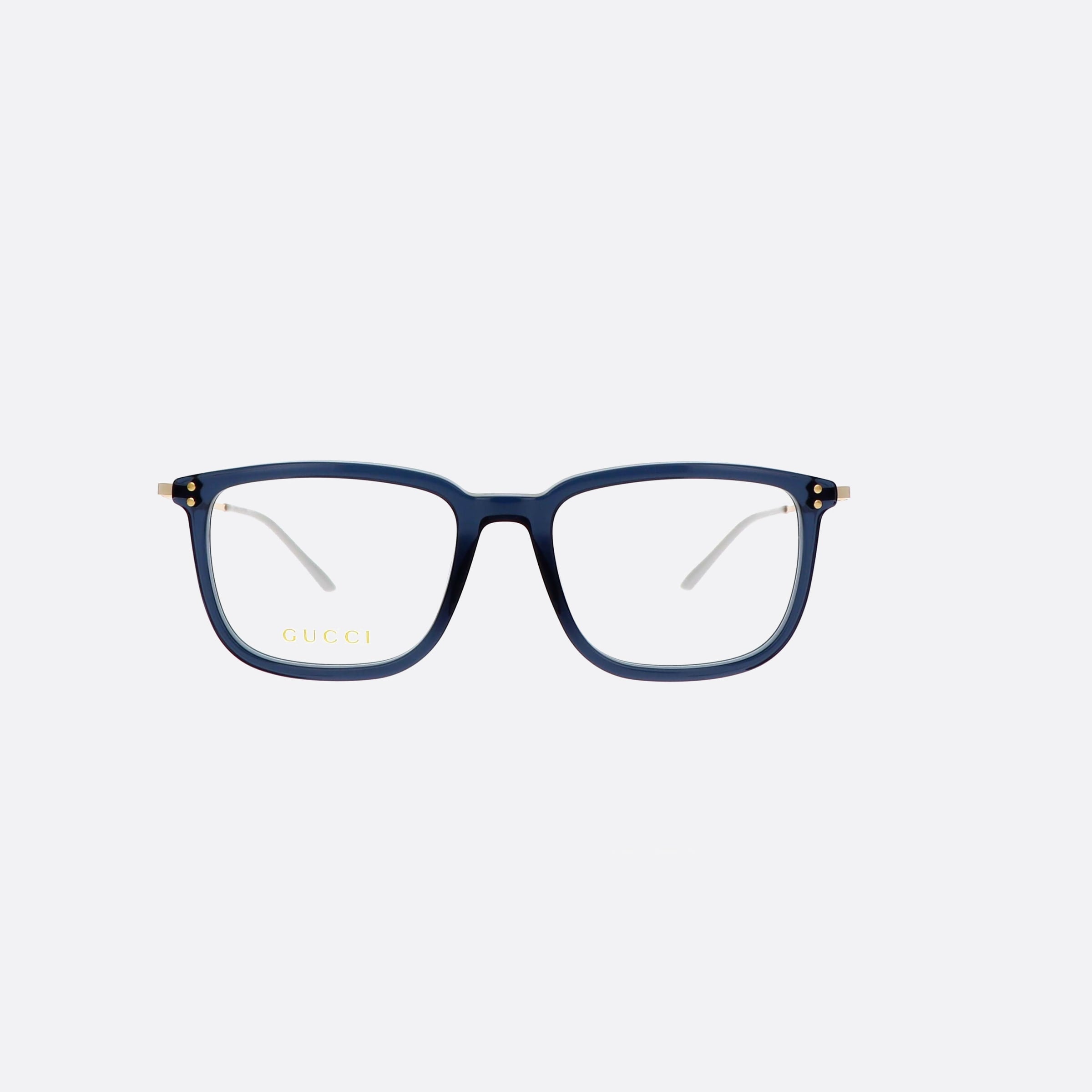 Gucci 53mm Lettering Blgld Blue Squared Man Eyeglasses - Side View