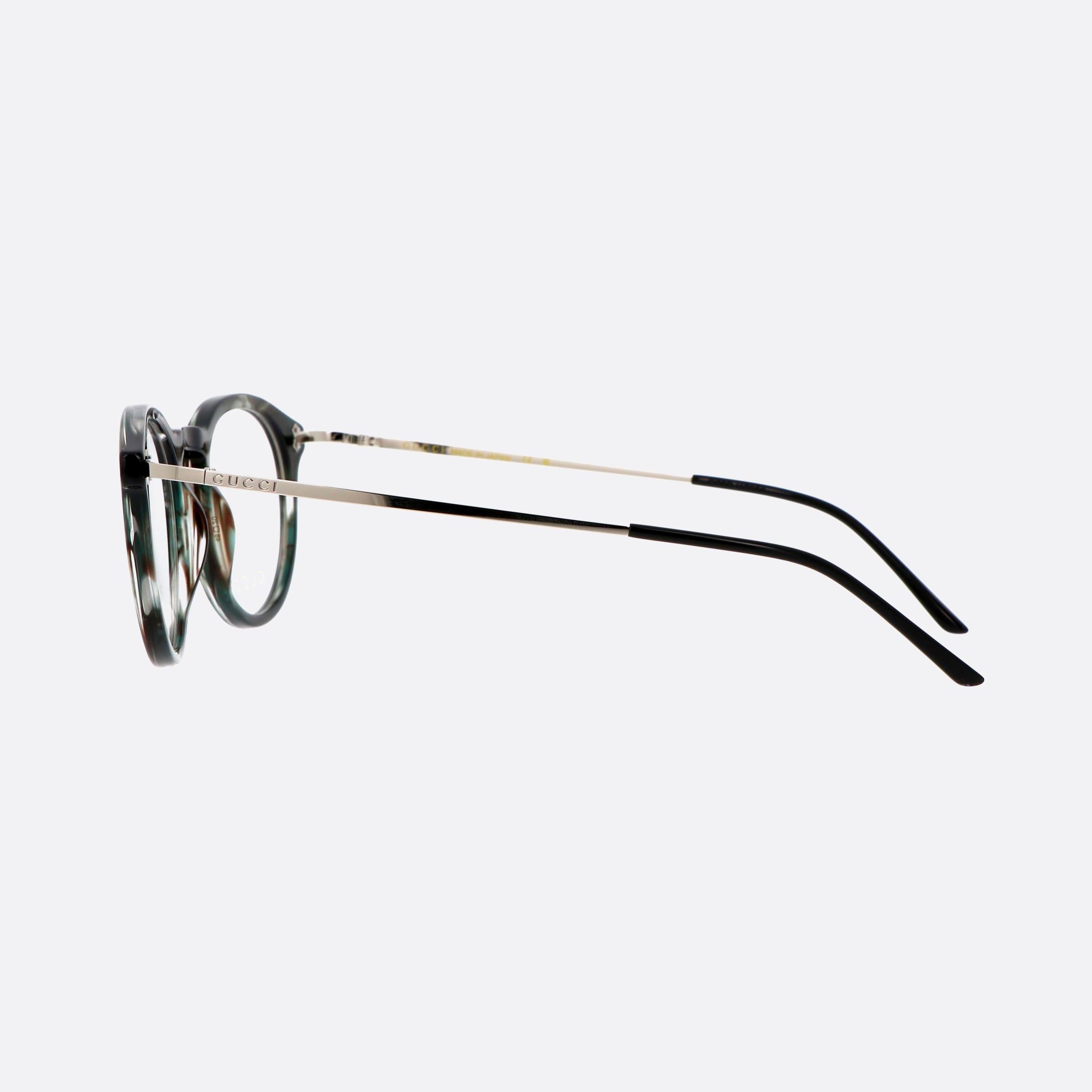 Gucci 48mm Lettering Grhvn Havana Round Man Eyeglasses - Detail View