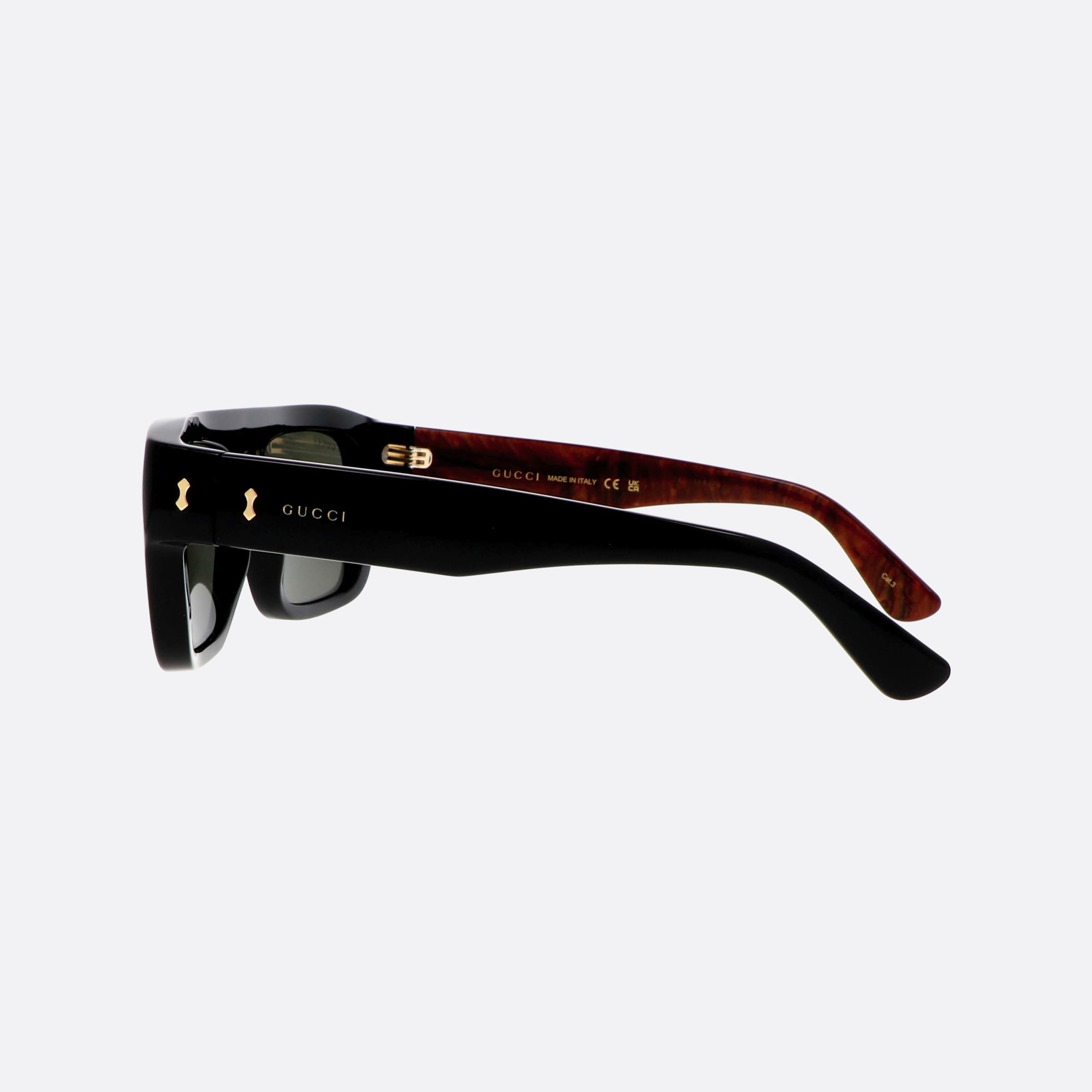 Gucci 55mm Rivets Black Squared Man Sunglasses - Detail View