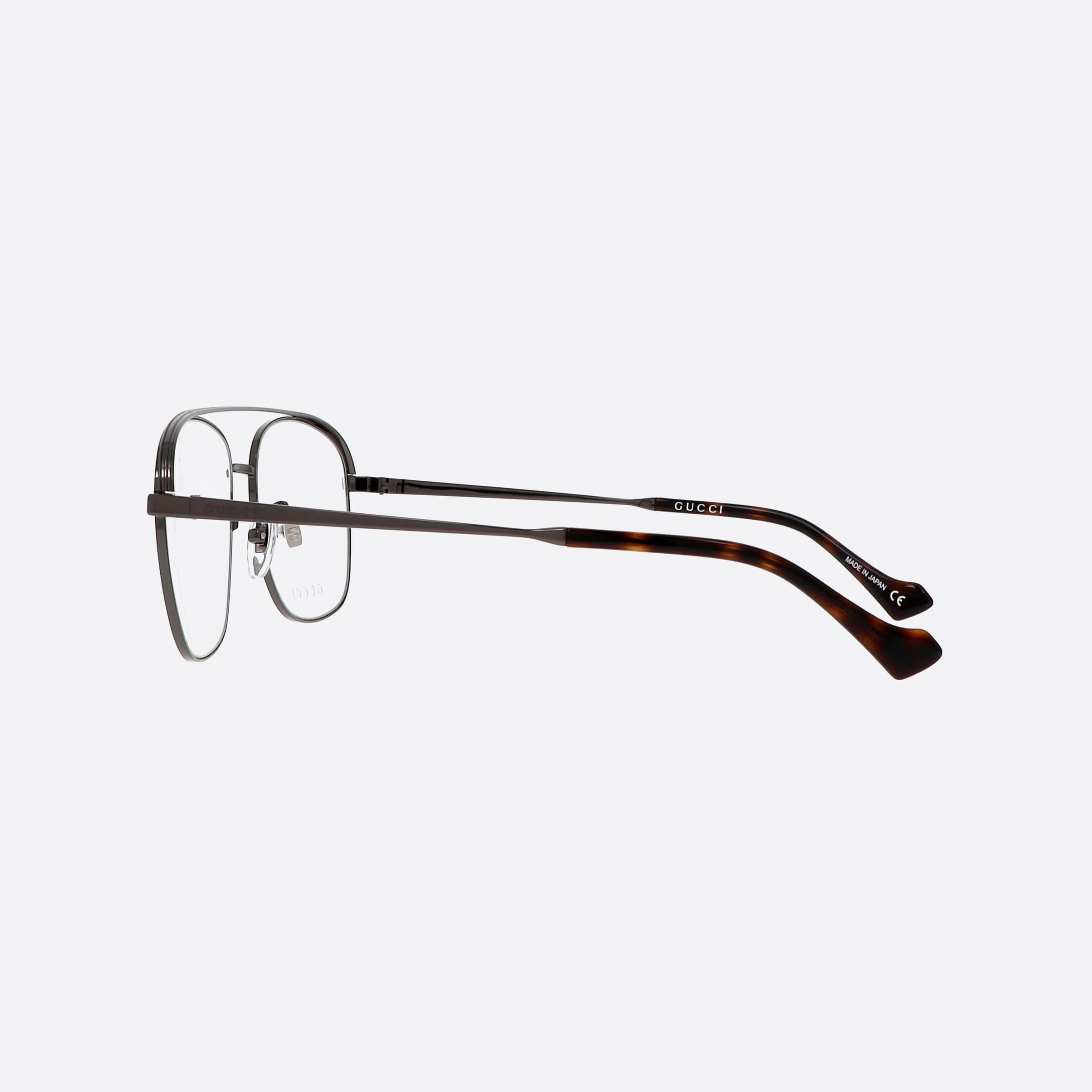 Gucci 57mm Ruthenium Grey Oval Men Eyeglasses - Detail View