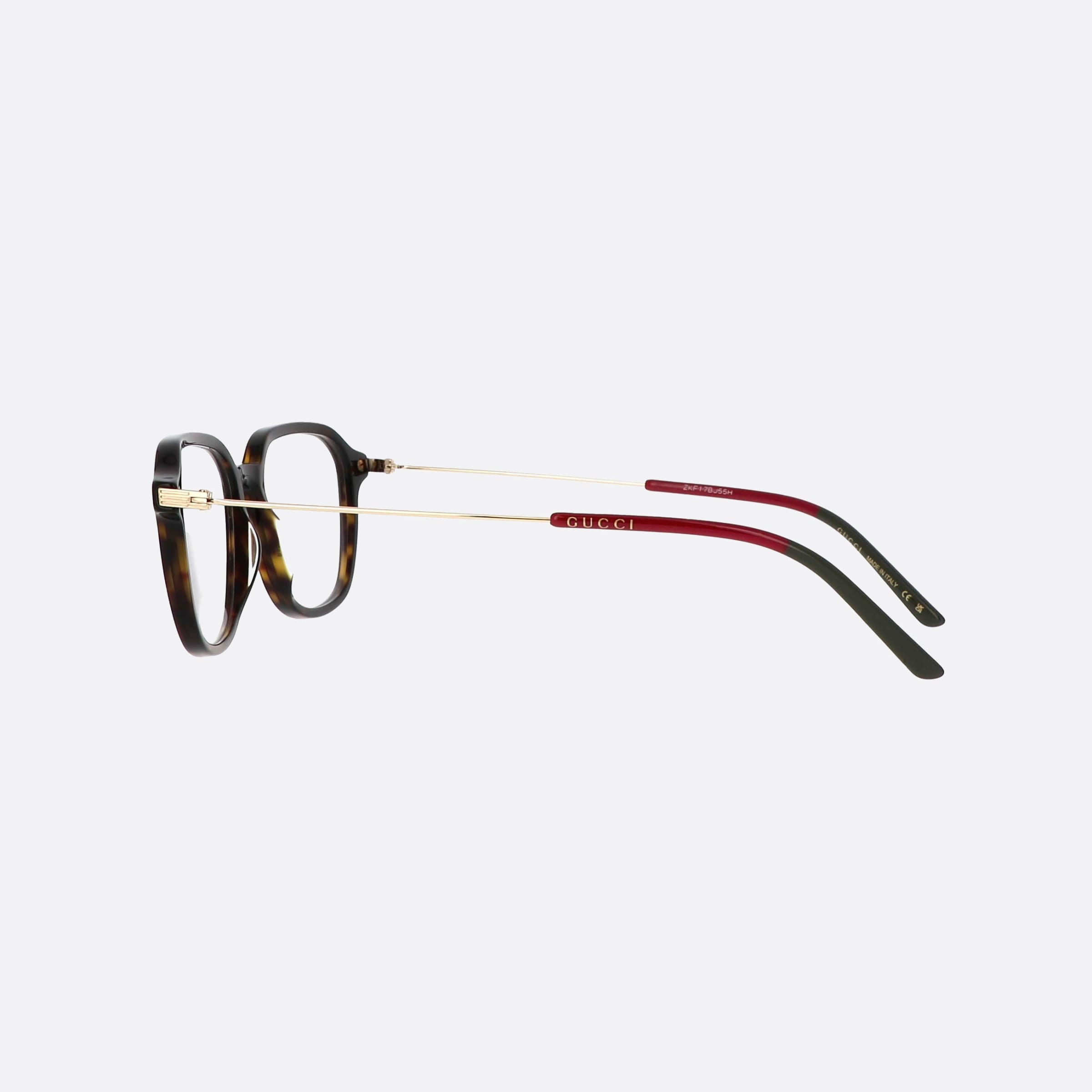 Gucci 52mm Web Tortoise Rectangle Man Eyeglasses - Detail View