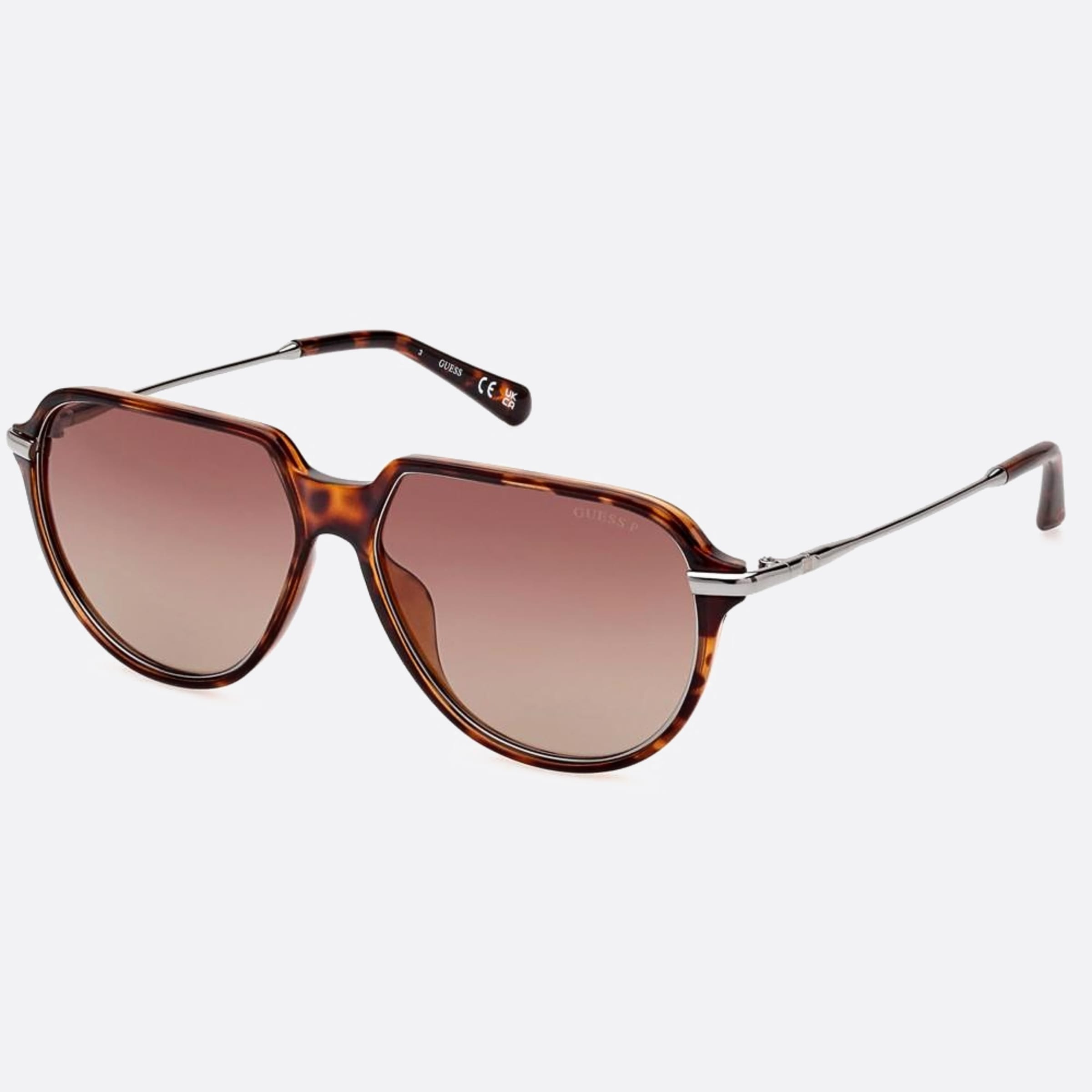Guess 56mm Gu00067 52h Havana Pilot Polarized Men Sunglasses - Side View