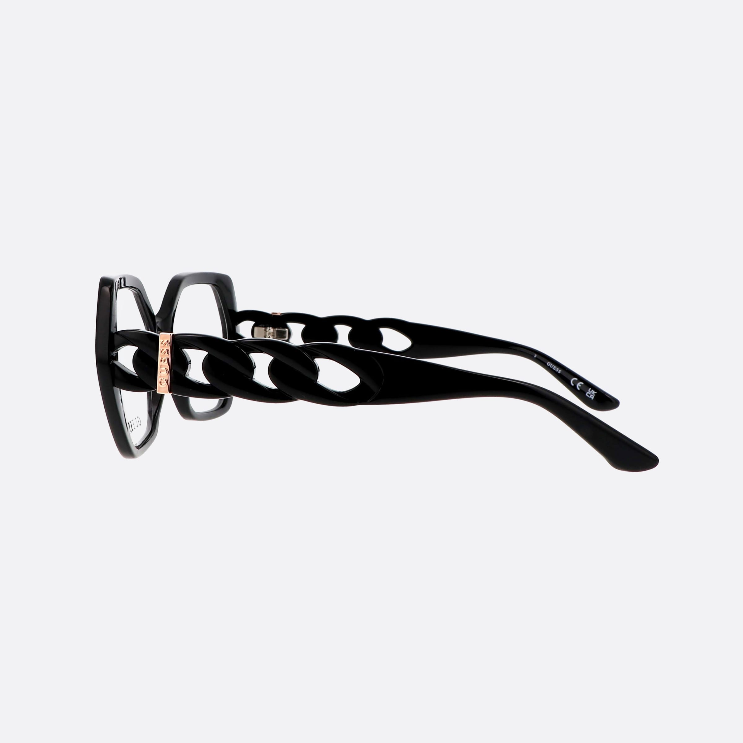 Guess 53mm Gu50116 Black Hexagonal Women Eyeglasses - Detail View