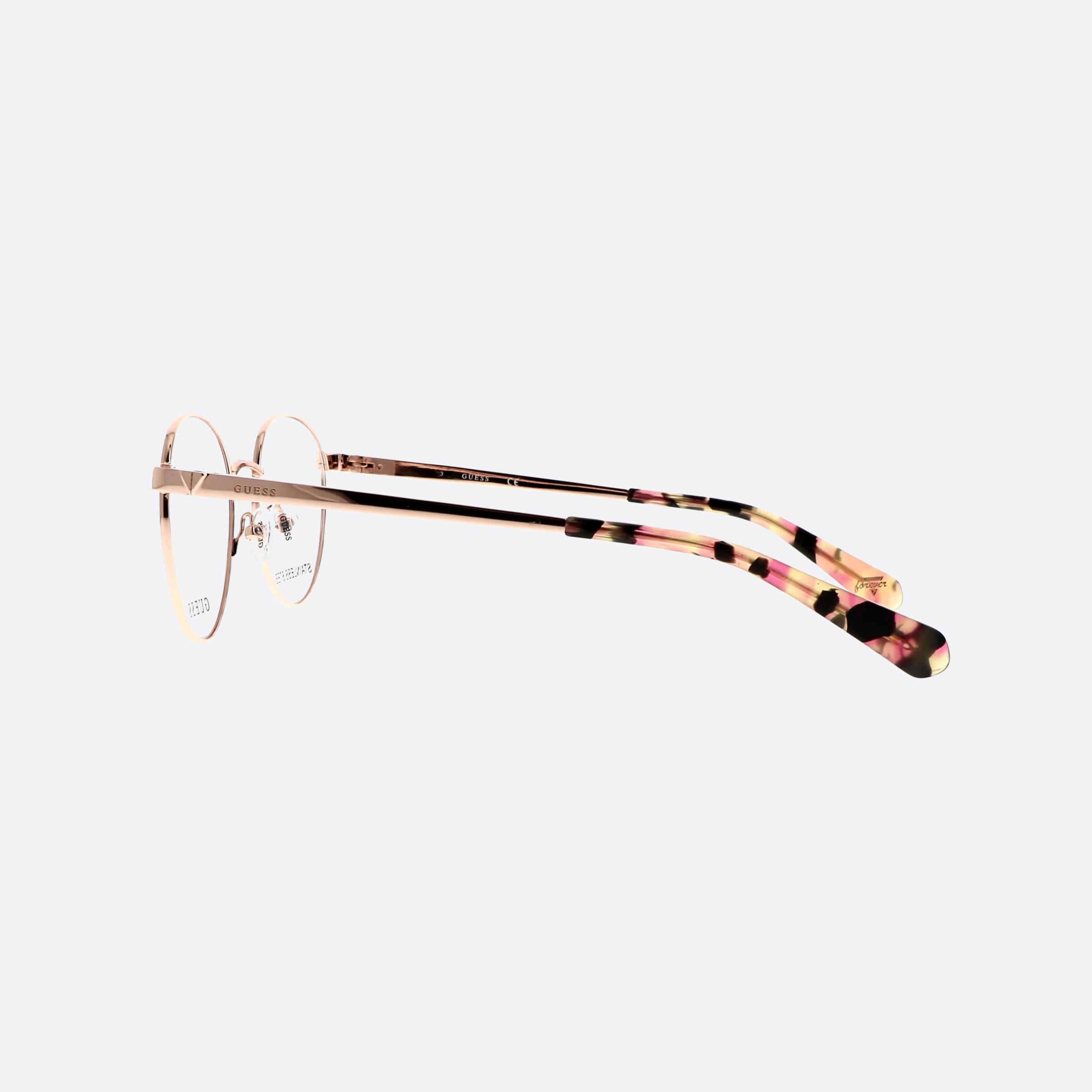 Guess 51mm Gu5221 Pink Round Women Eyeglasses - Detail View