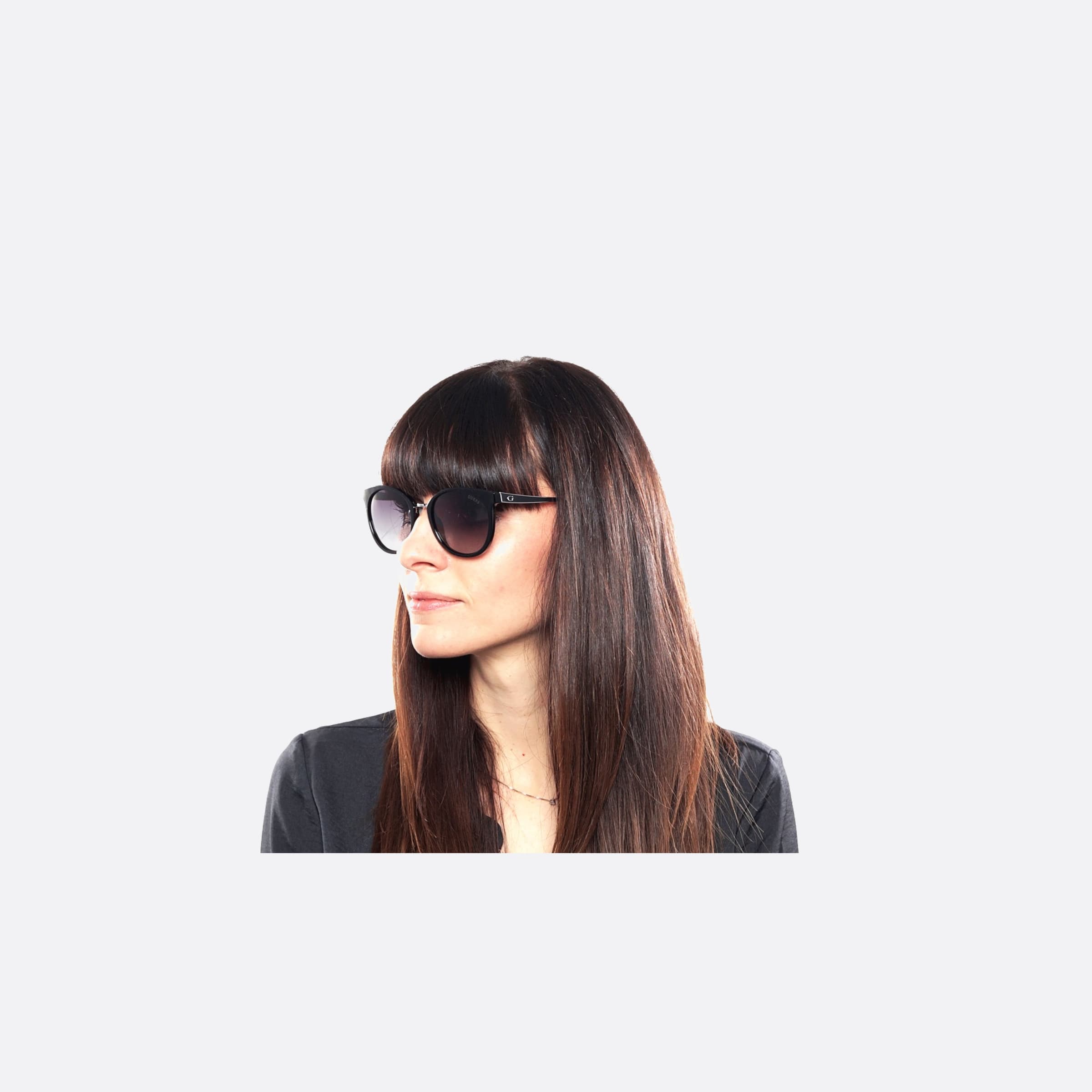 Guess 52mm Gu7459 01b Black Oval Unisex Sunglasses - Additional Angle