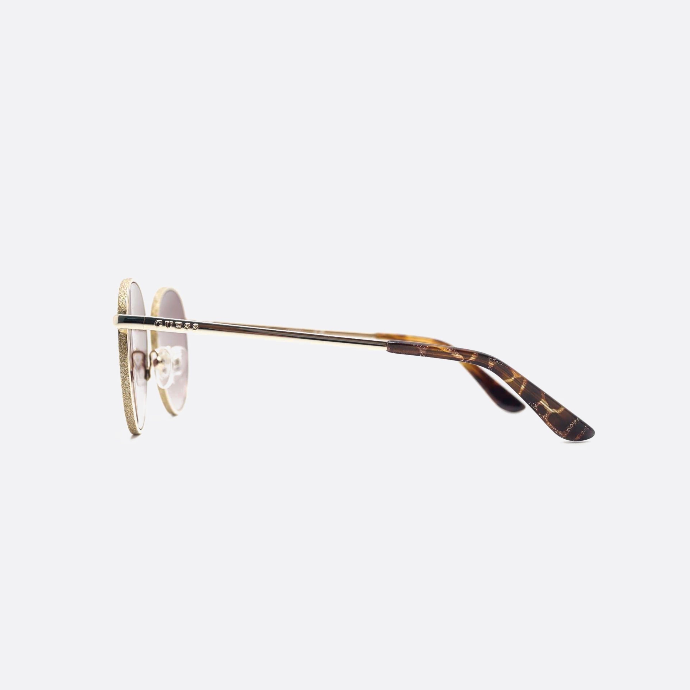 Guess 51mm Gu7556 32f Gold Round Unisex Sunglasses - Detail View