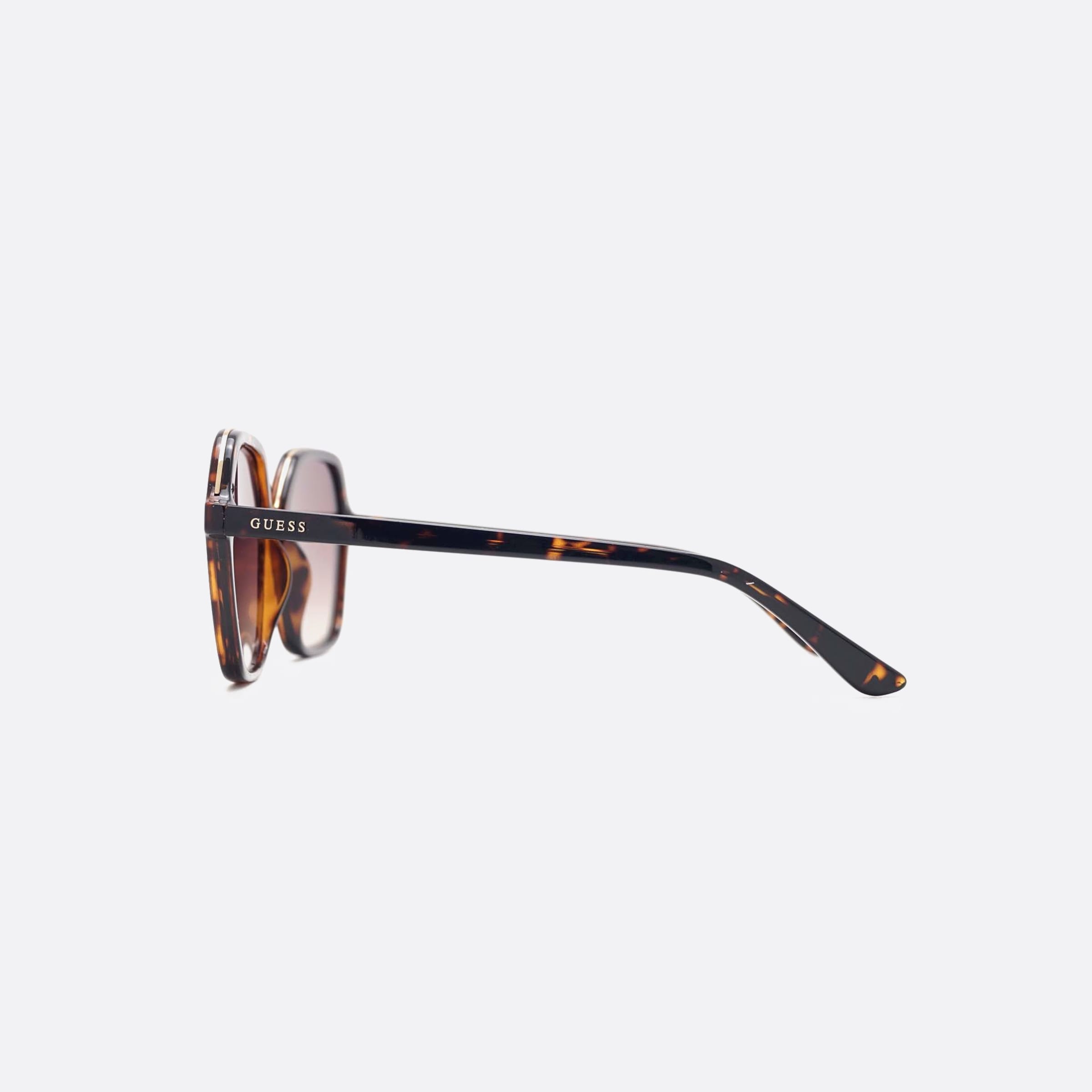 Guess 54mm Gu7557 52f Tortoise Hexagonal Unisex Sunglasses - Detail View