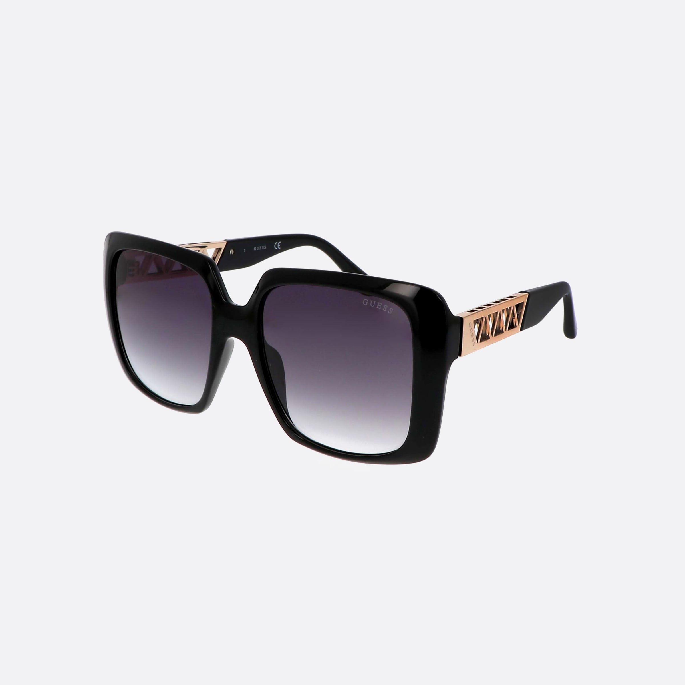 Guess 55mm Gu7689 01b Black Square Unisex Sunglasses - Main View