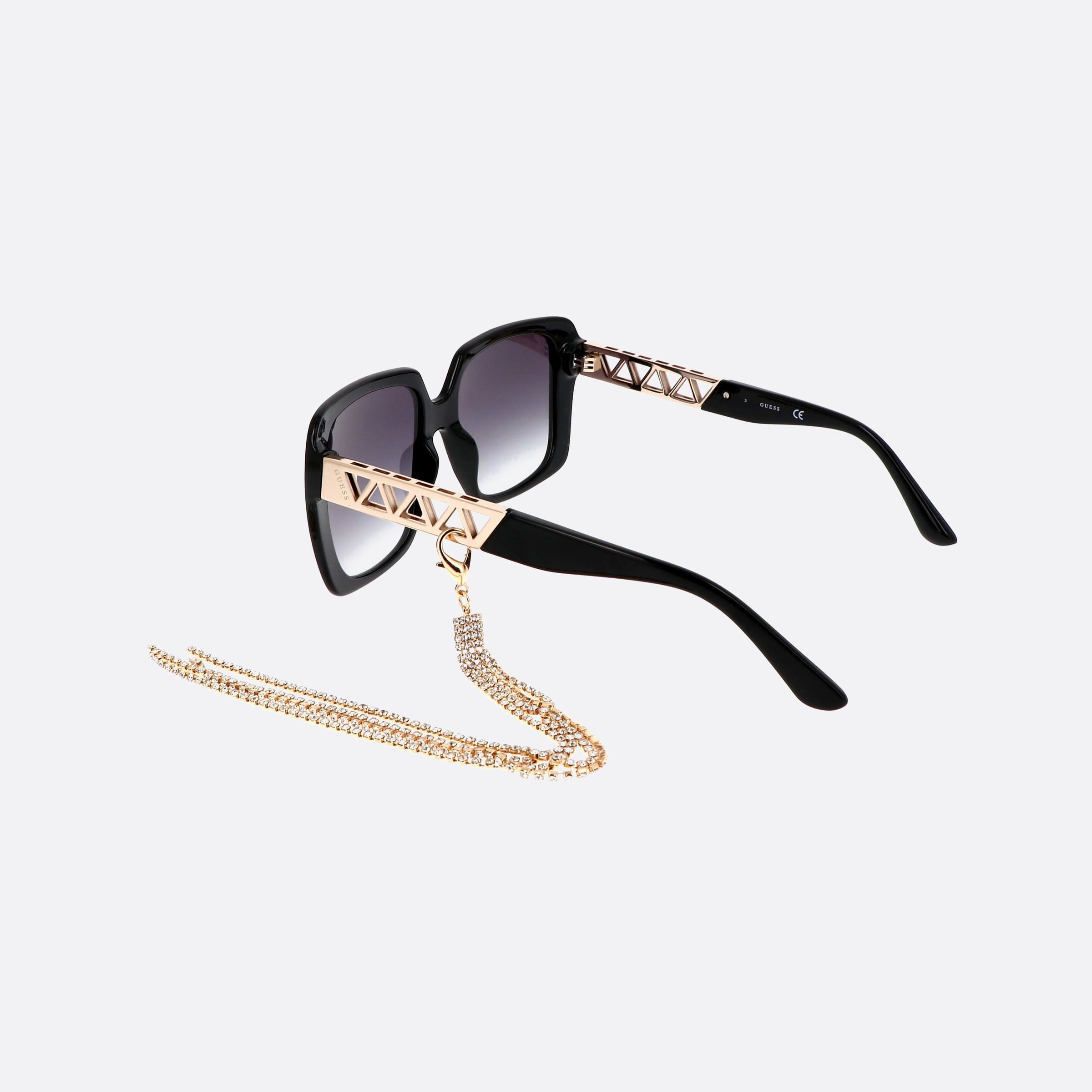 Guess 55mm Gu7689 01b Black Square Unisex Sunglasses - Lifestyle Shot