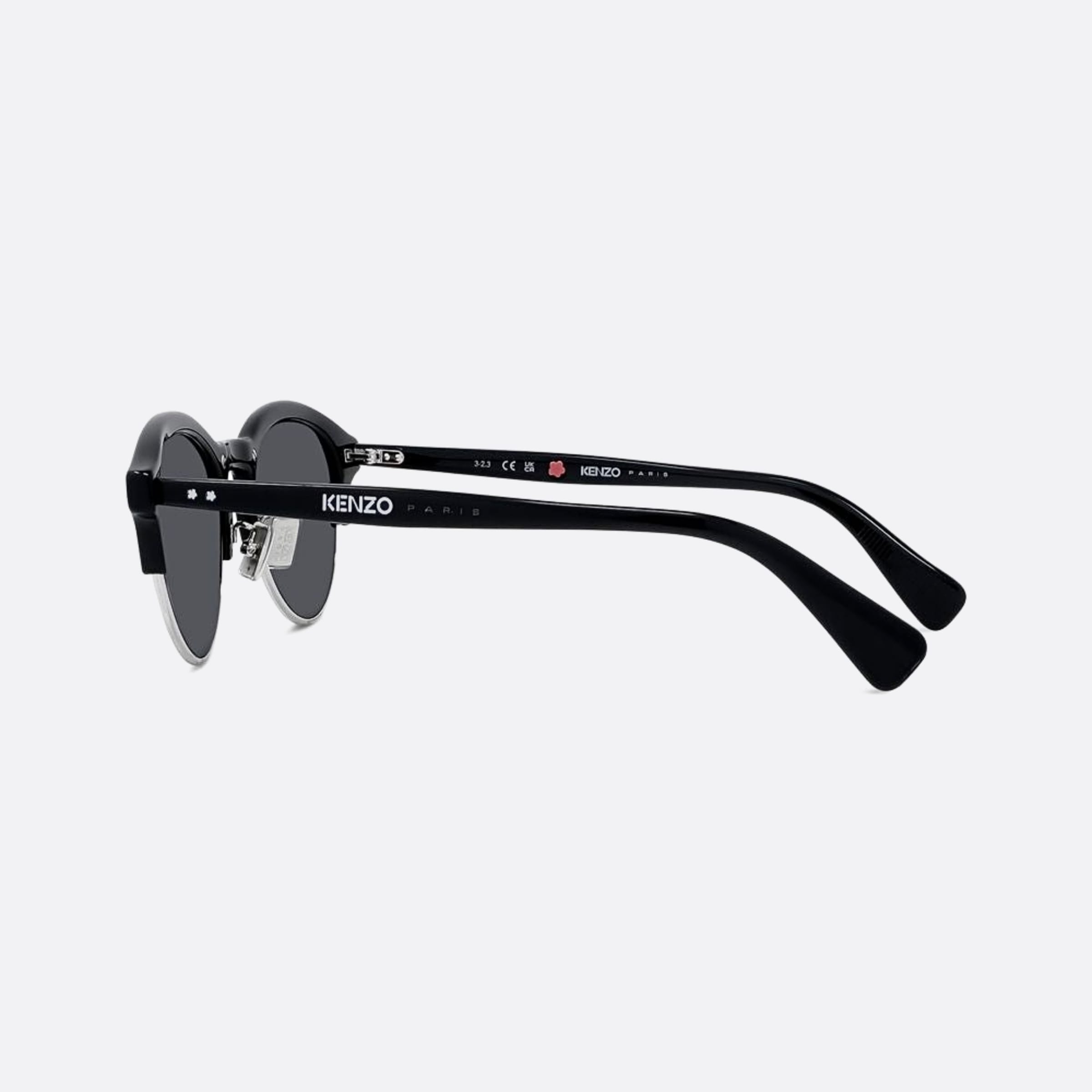 Kenzo 50mm Boke Flower 01a Black Round Unisex Sunglasses - Detail View