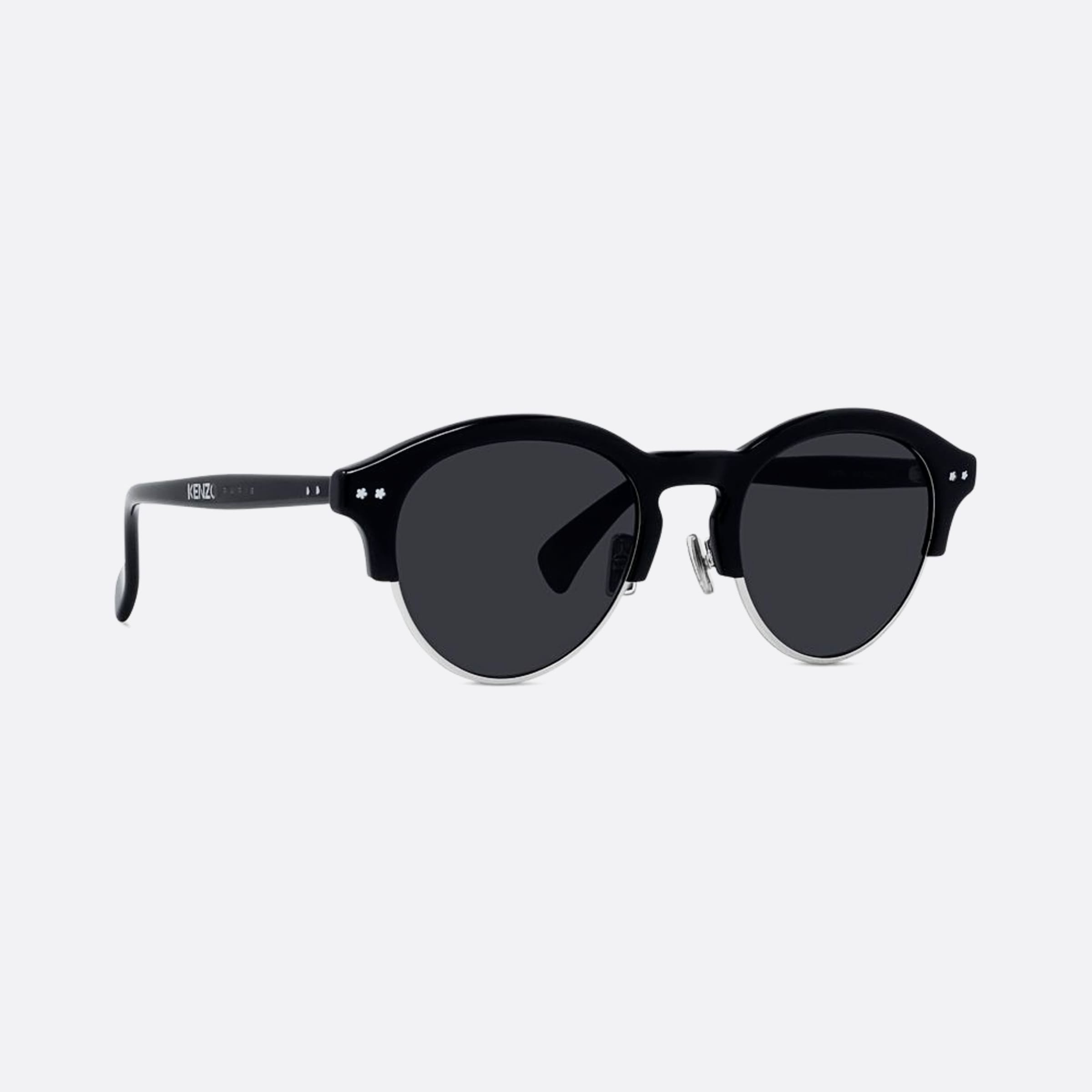 Kenzo 50mm Boke Flower 01a Black Round Unisex Sunglasses - Additional Angle