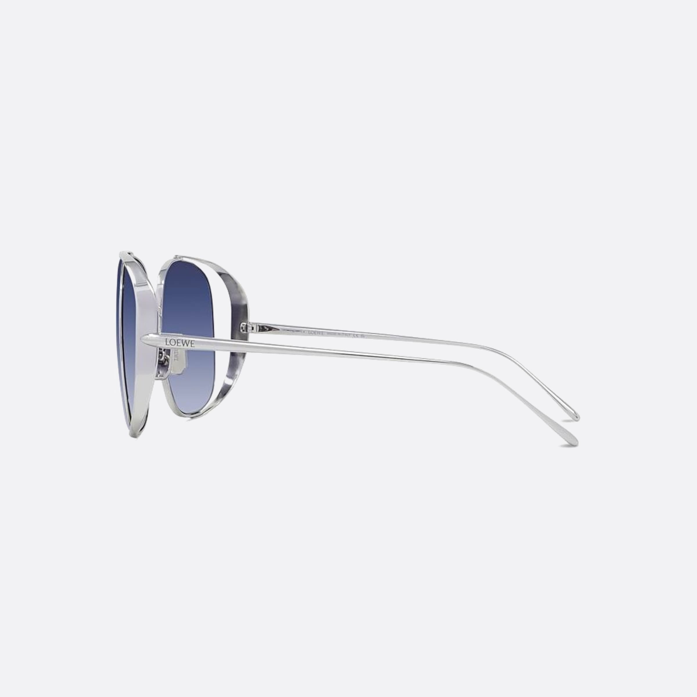 Loewe 57mm Signature 16w Silver Rectangle Women Sunglasses - Detail View