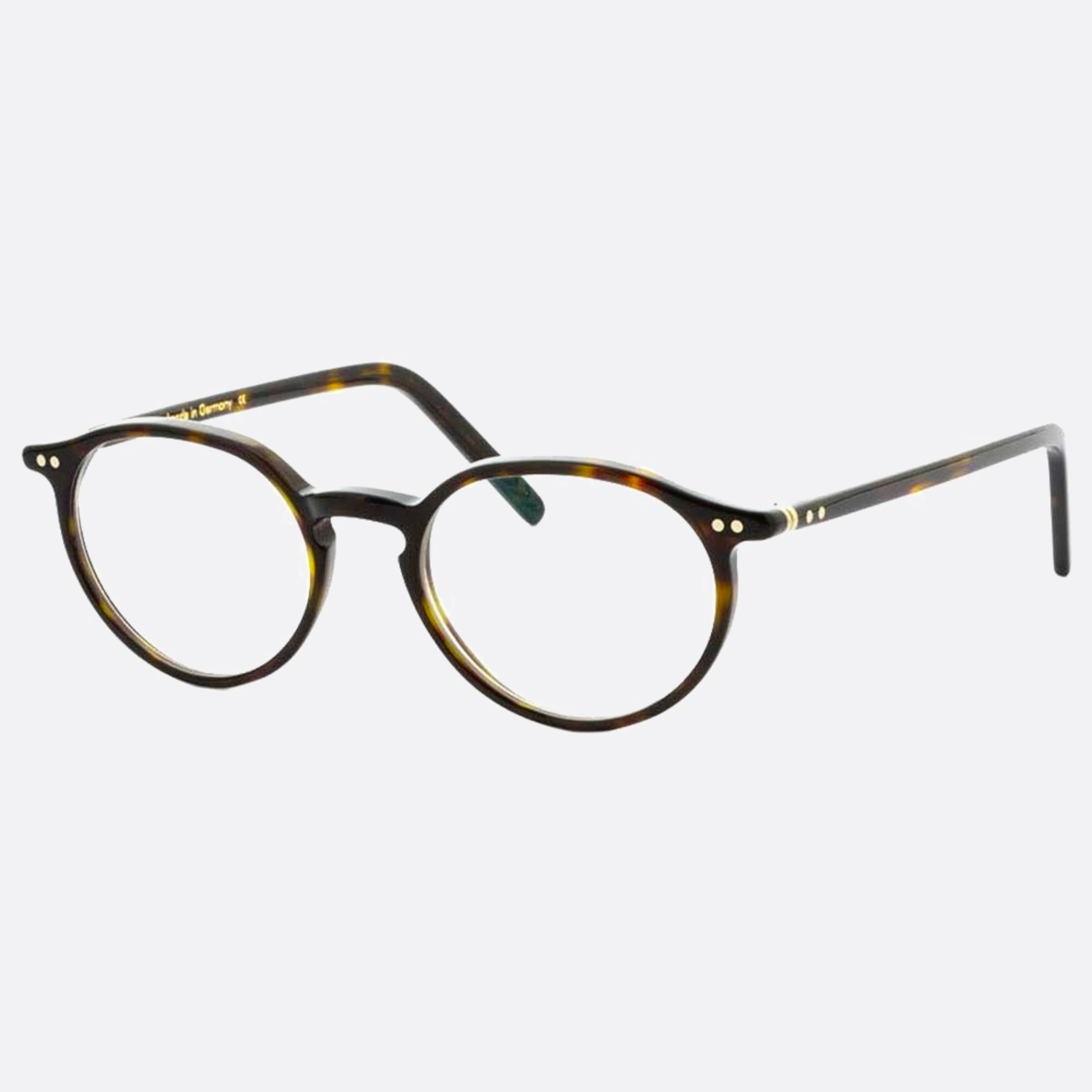 Lunor 48mm Havana Round Unisex Eyeglasses - Side View
