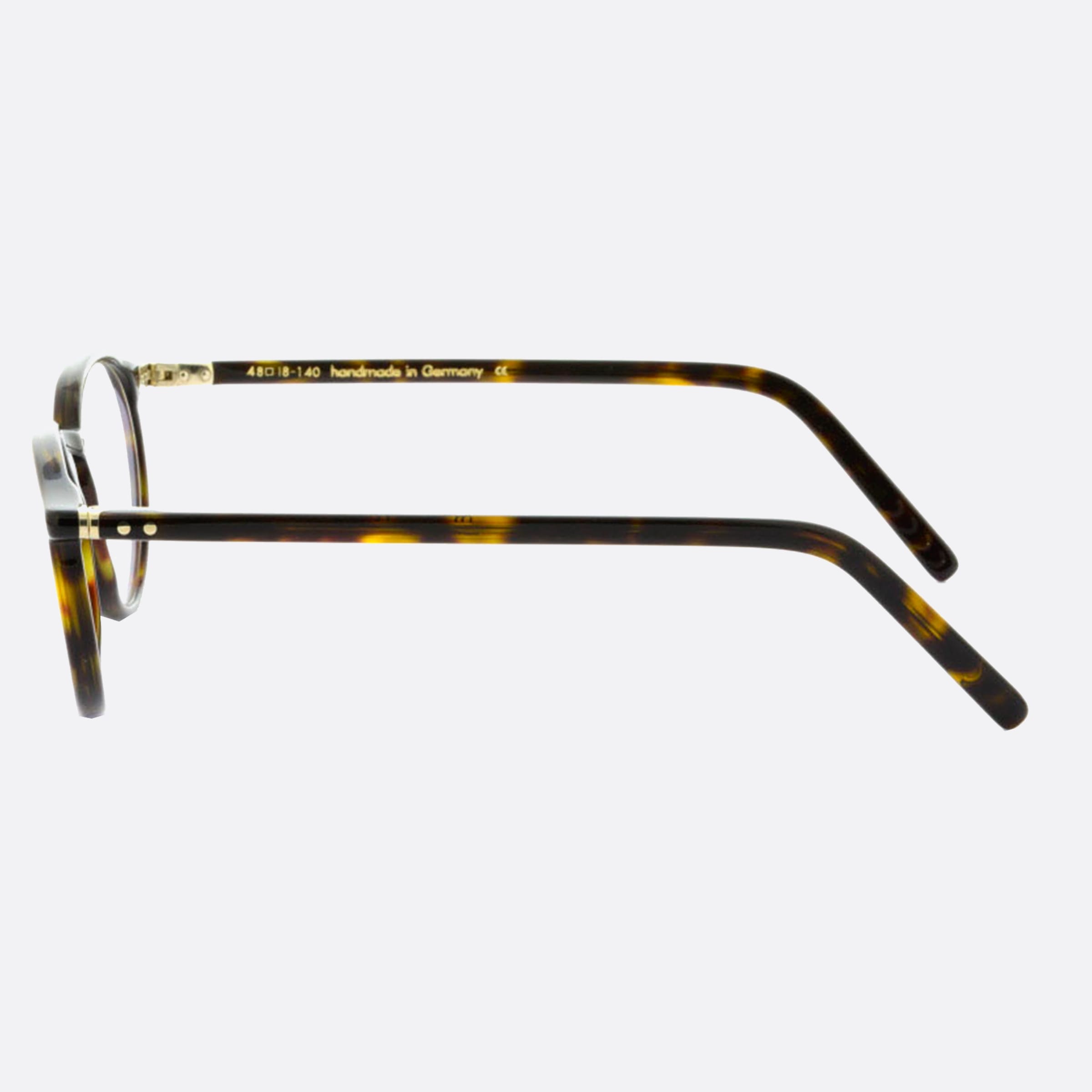 Lunor 48mm Havana Round Unisex Eyeglasses - Detail View