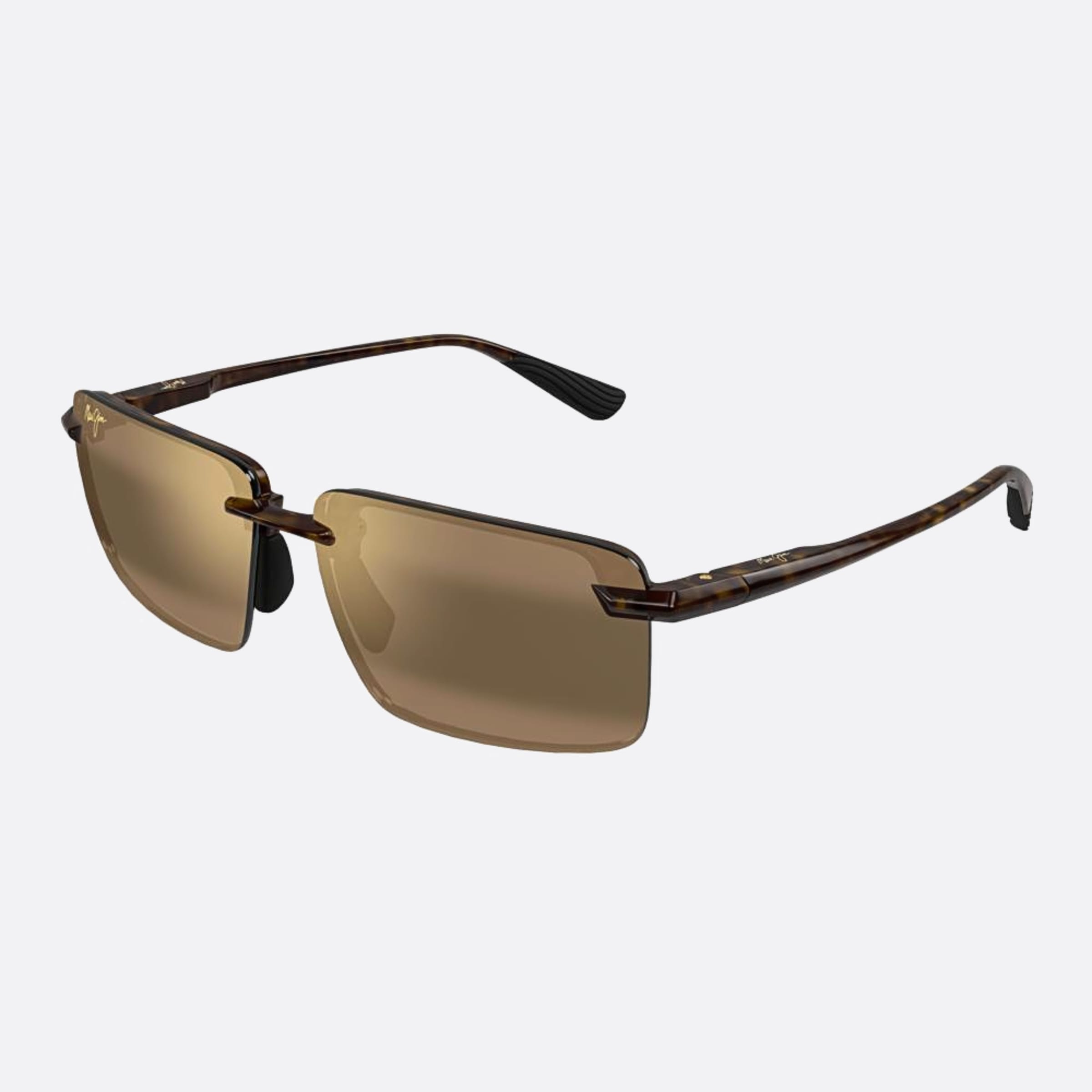 Maui 61mm Jim Laulima Hvbr Havana Rectangle Polarized Unisex Sunglasses - Side View