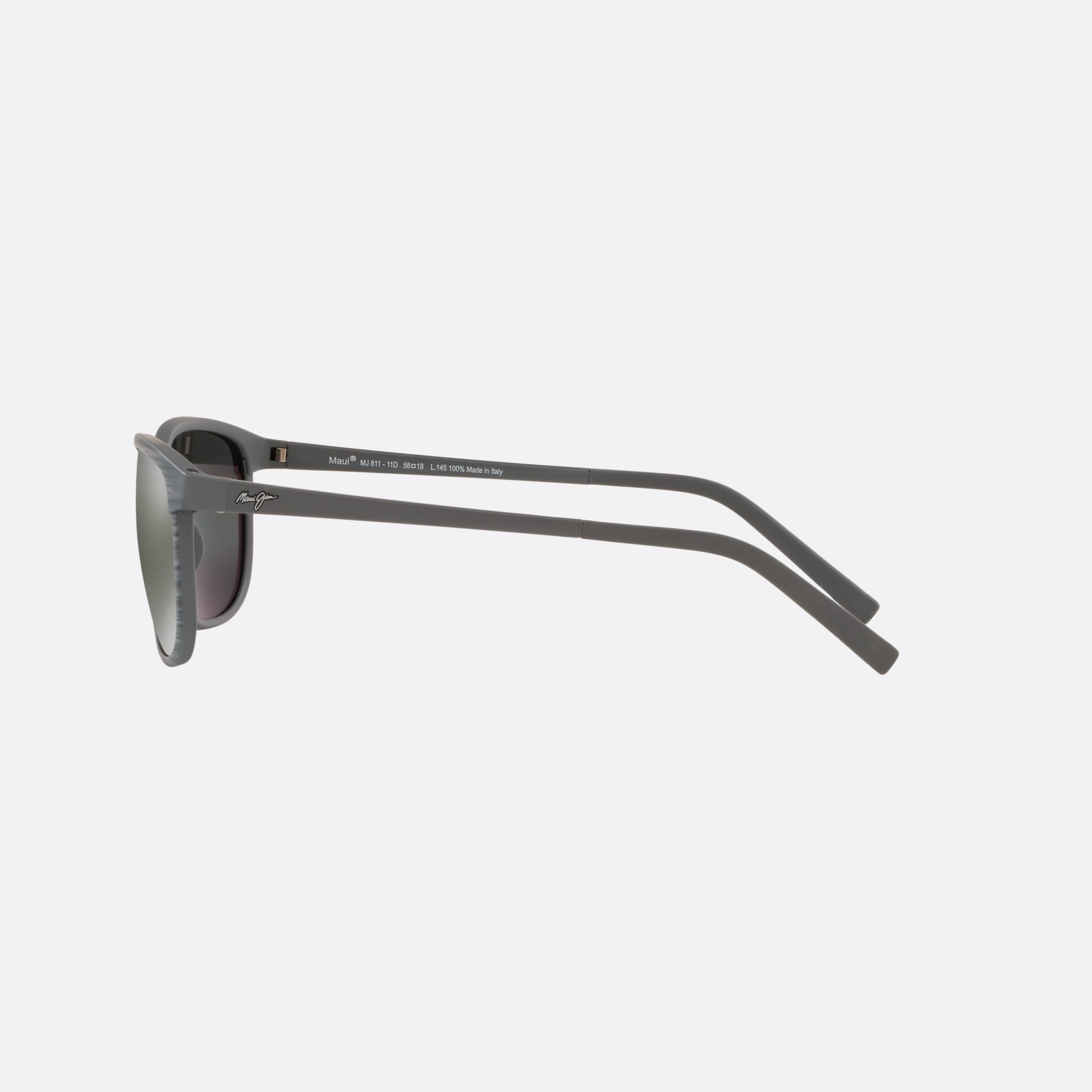 Maui 58mm Jim Lele Kawa 11d Grey Rectangular Polarized Unisex Sunglasses - Detail View