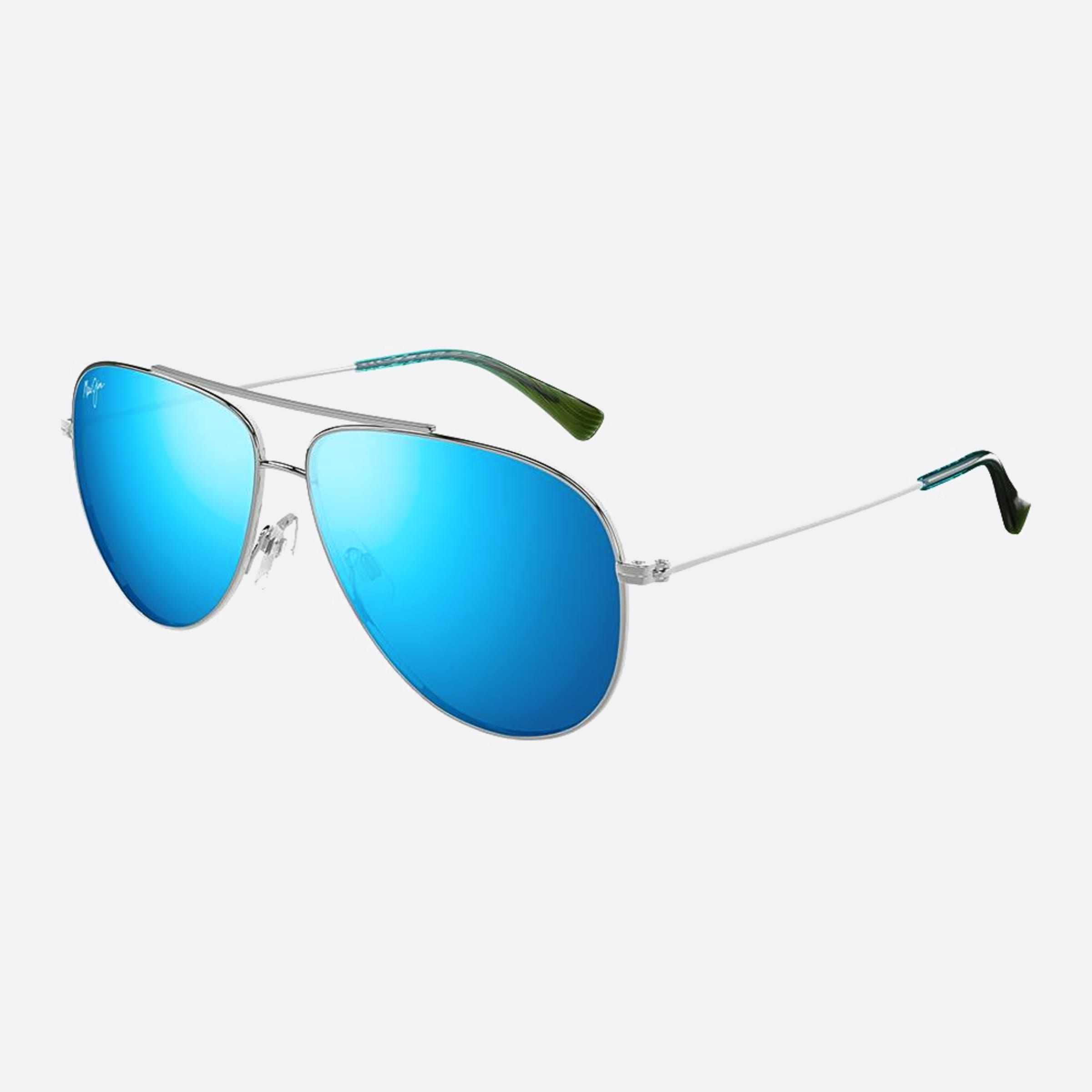 Maui 59mm Jim Sibl Silver Pilot Polarized Men Sunglasses - Side View