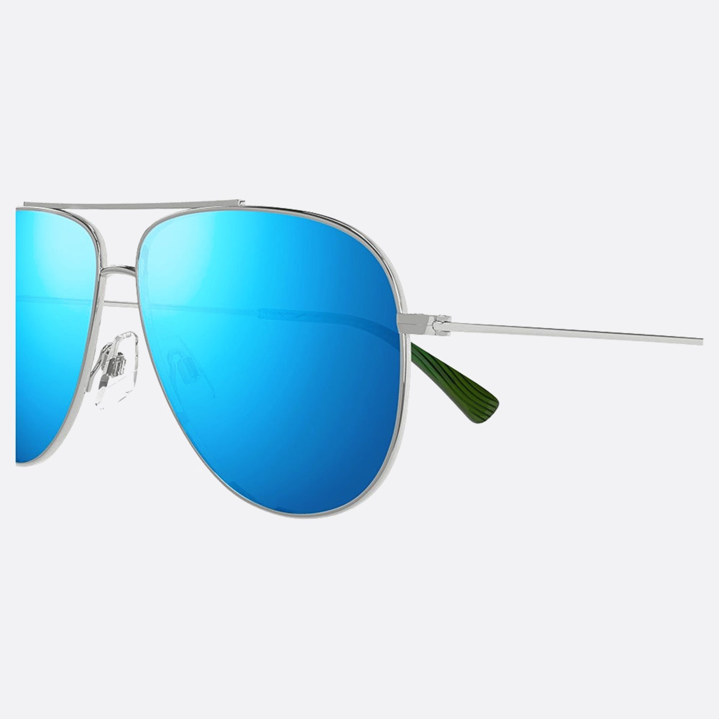 Maui 59mm Jim Sibl Silver Pilot Polarized Men Sunglasses - Detail View