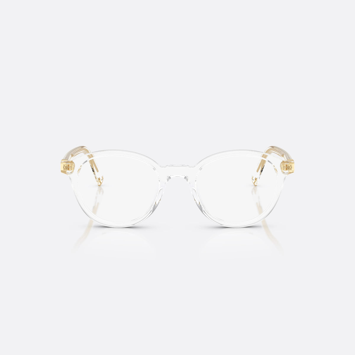 Miu Miu 0MU 02WV 15Z1O1 eyeglasses, clear pantos frame for women, plain bridge, integrated, brand lettering on temples, front view