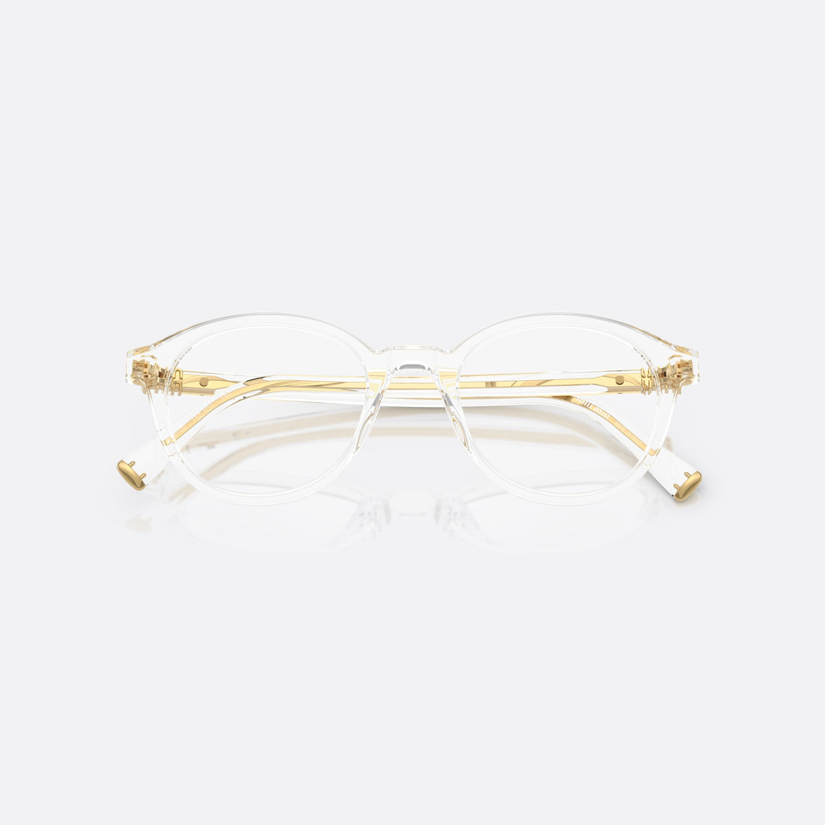Miu Miu 0MU 02WV 15Z1O1 eyeglasses, clear pantos frame for women, plain bridge, integrated, brand lettering on temples, folded