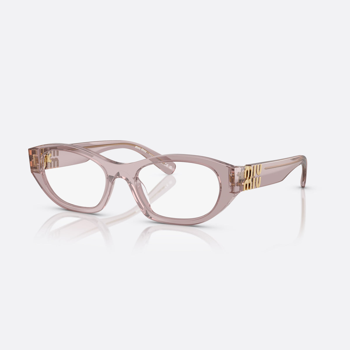 Miu Miu 0MU 03WV 12W1O1 eyeglasses, violet cat eye frame for women, plain bridge, brand lettering on temples