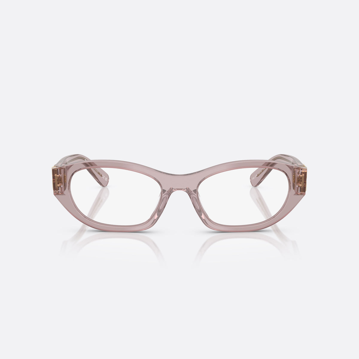 Miu Miu 0MU 03WV 12W1O1 eyeglasses, violet cat eye frame for women, plain bridge, brand lettering on temples, front view