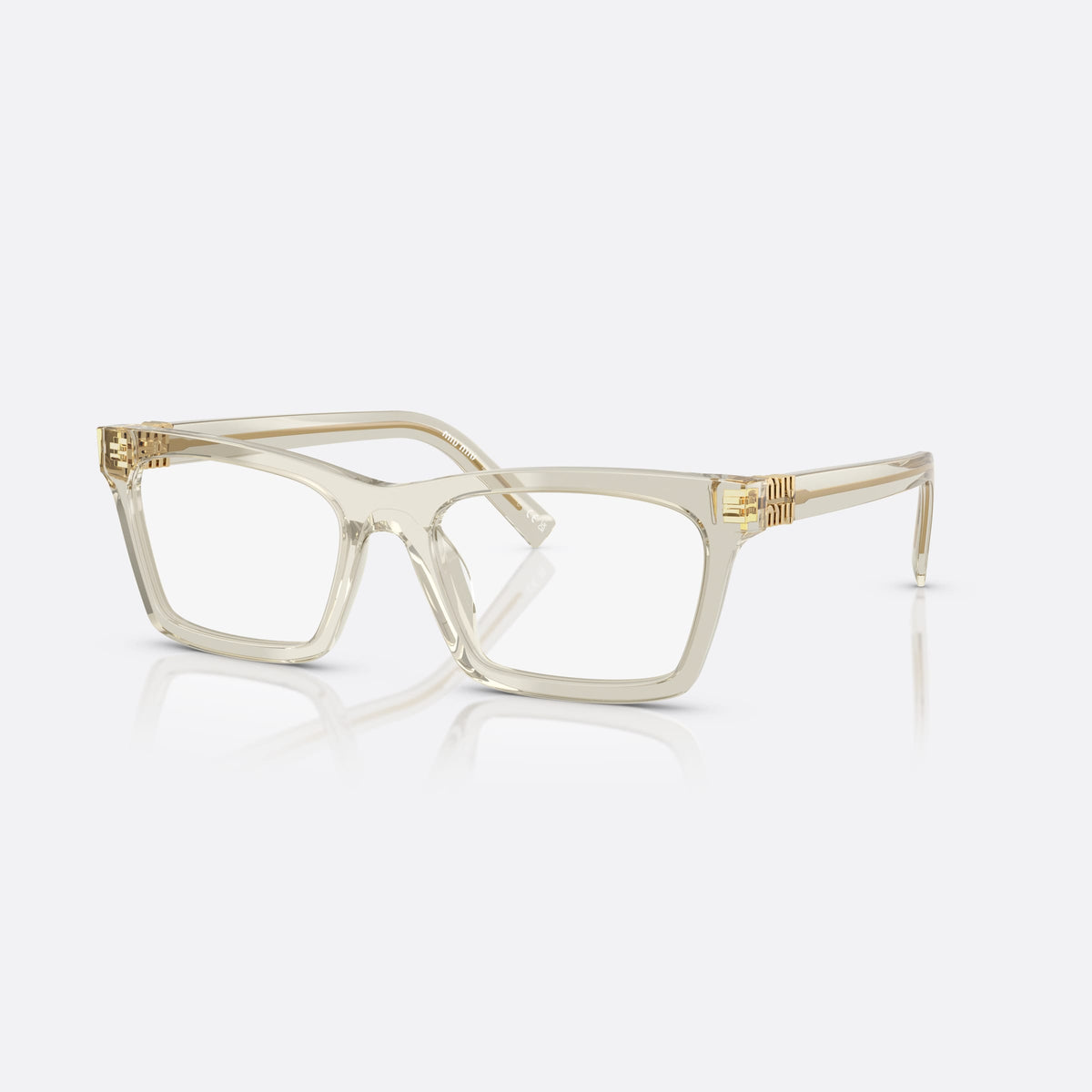 Rame ochelari de vedere Miu Miu MU 04WV 12U1O1, patrati transparent, pentru femei, punte simplă tip șa, literele brandului pe brațe