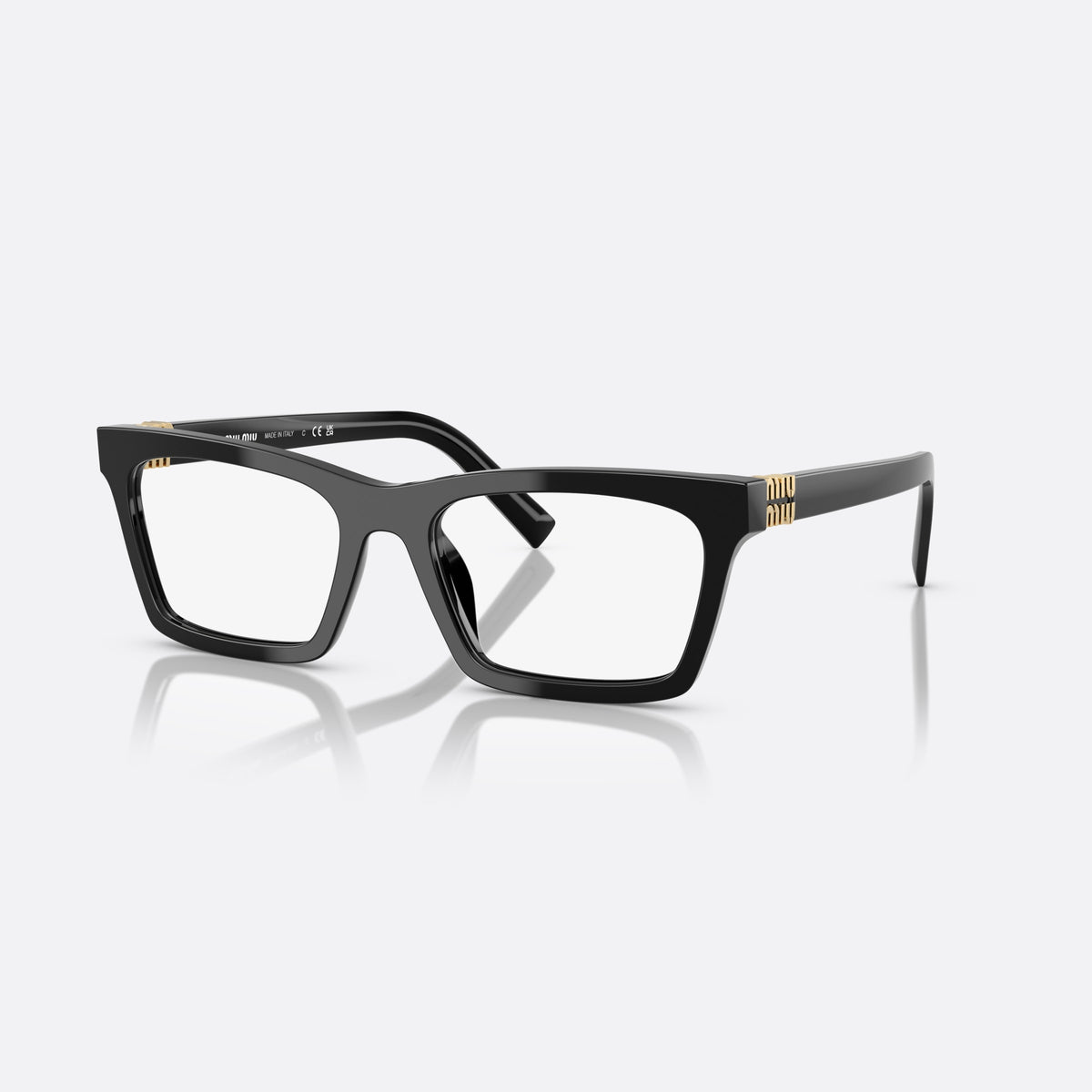Rame ochelari de vedere Miu Miu MU 04WV 16K1O1, patrati negru, pentru femei, punte simplă, literele brandului pe brațe, ramă completă