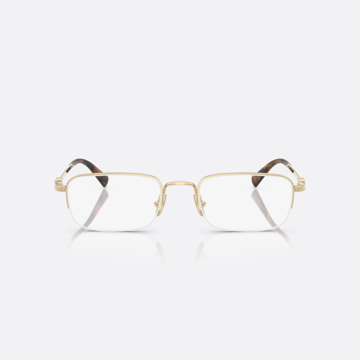 Rame ochelari de vedere Miu Miu 0MU 52WV ZVN1O1, rectangulari auriu, pentru femei, punte metalică simplă, literele brandului pe brațe, vedere din față