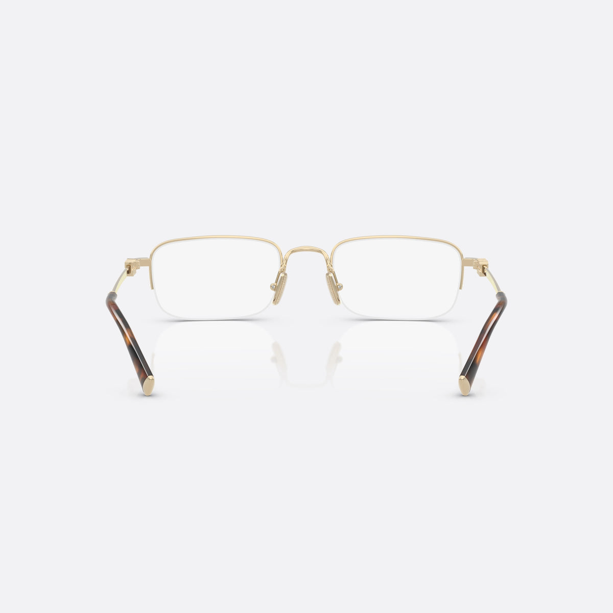 Rame ochelari de vedere Miu Miu 0MU 52WV ZVN1O1, rectangulari auriu, pentru femei, punte metalică simplă, literele brandului pe brațe, vedere din spate