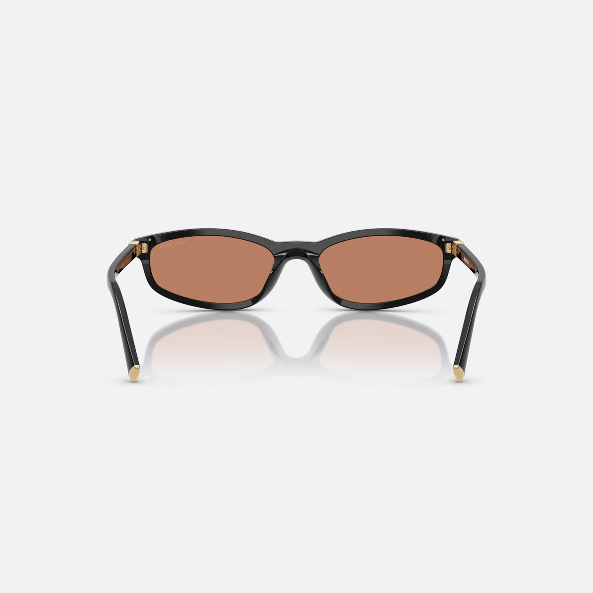 Ochelari de soare Miu Miu 0MU A06S 16K10I, ovali negru, pentru femei, punte simplă, integrată în ramă, brațe subțiri, conice, vedere din spate