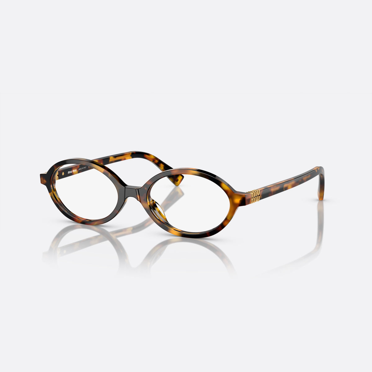 Rame ochelari de vedere Miu Miu MU 01XV VAU-1O1 B, ovali havana, pentru femei, punte simplă integrată, literele brandului pe braț