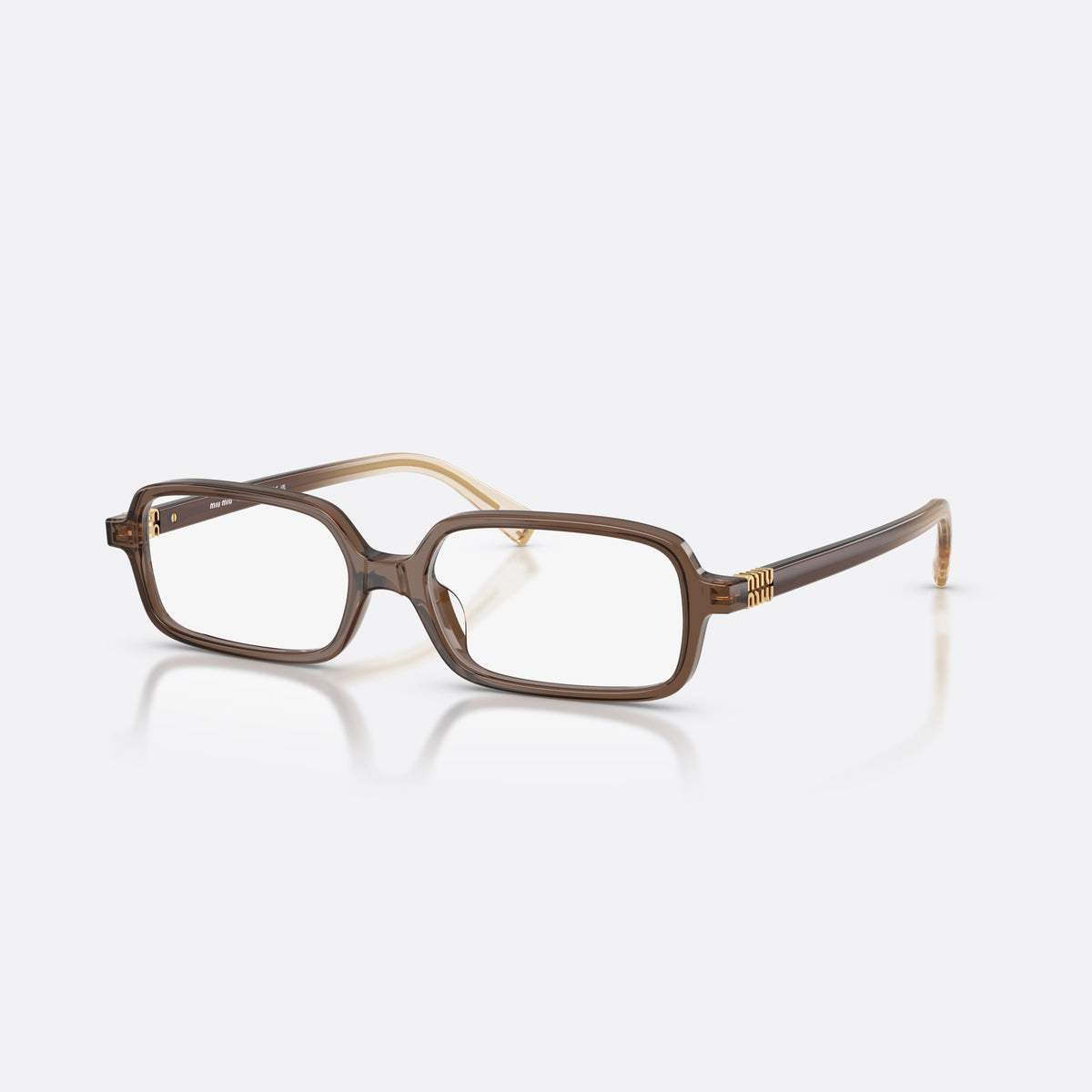 Rame ochelari de vedere Miu Miu MU 01YV 23H1O1, rectangulari maro, pentru femei, punte simplă integrată, literele brandului pe brațe