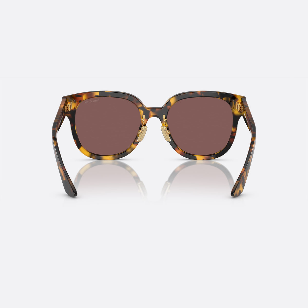 Miu Miu MU 01ZS 55 sunglasses, red square frame for women, brand lettering on temples, full-rim frame