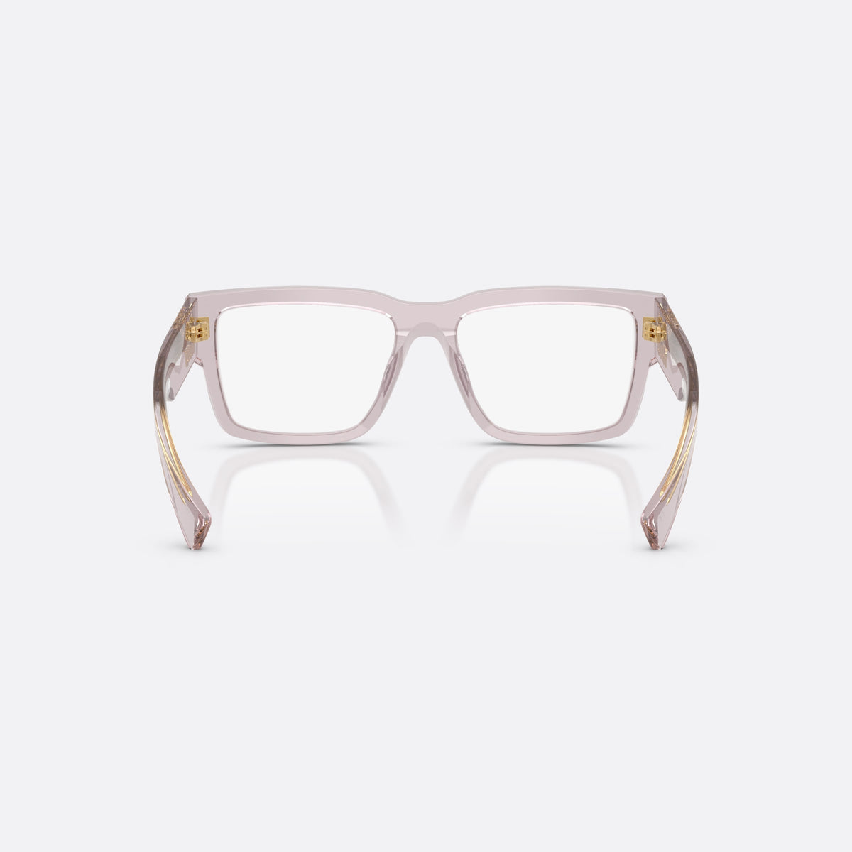 Miu Miu MU 02XV 12W1O1 eyeglasses, violet rectangle frame for women, plain bridge, integrated into front, full-rim, thick frame, back view
