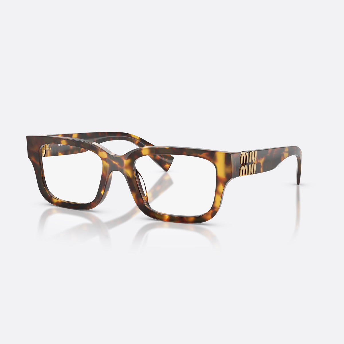 Rame ochelari de vedere Miu Miu MU 02YV 14L1O1, rectangulari havana, pentru femei, punte simplă, literele brandului pe brațe, ramă completă