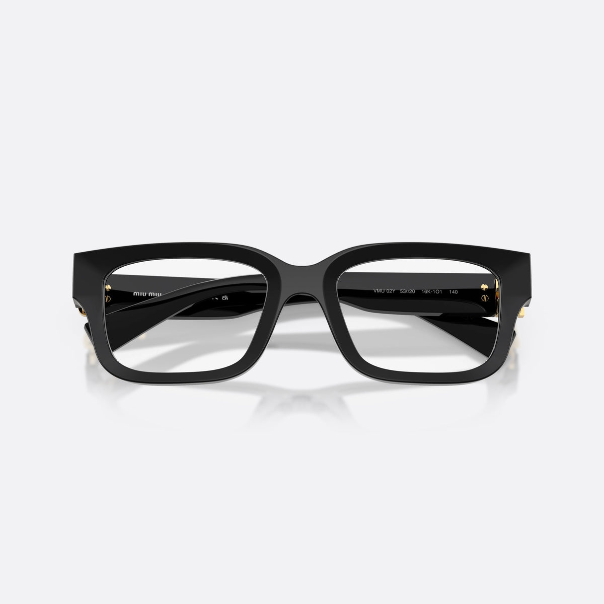 Rame ochelari de vedere Miu Miu MU 02YV 16K1O1, rectangulari negru, pentru femei, punte simplă, literele brandului pe brațe, ramă completă, cu brațele pliate