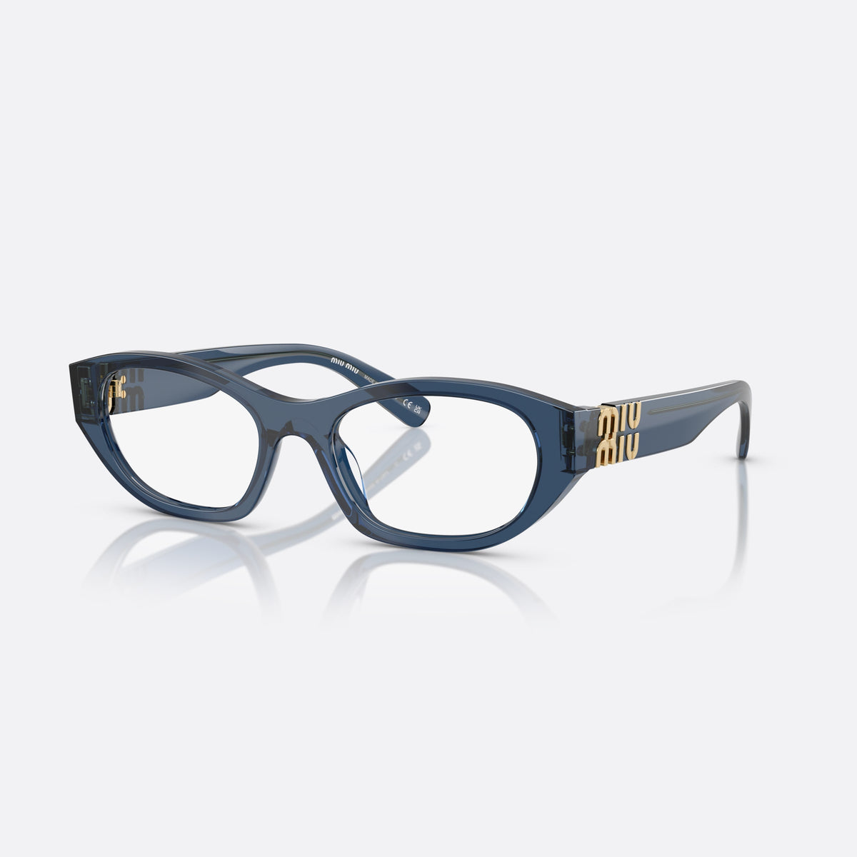 Rame ochelari de vedere Miu Miu MU 03WV 08Q1O1, neregulat albastru, pentru femei, punte simplă, literele brandului pe braț, ramă completă