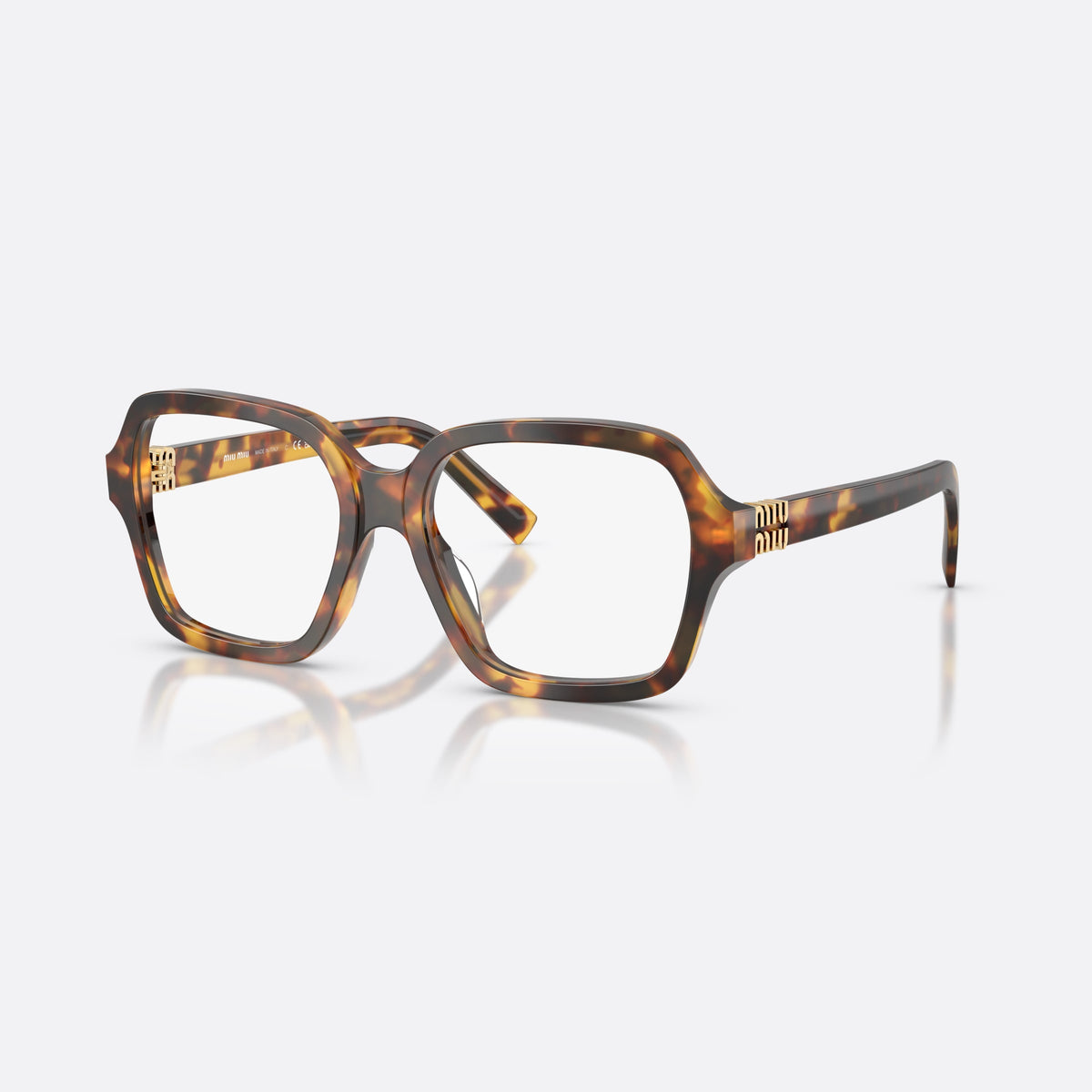 Rame ochelari de vedere Miu Miu MU 03YV 14L1O1, patrati havana, pentru femei, punte tip șa din acetat, literele brandului pe brațe