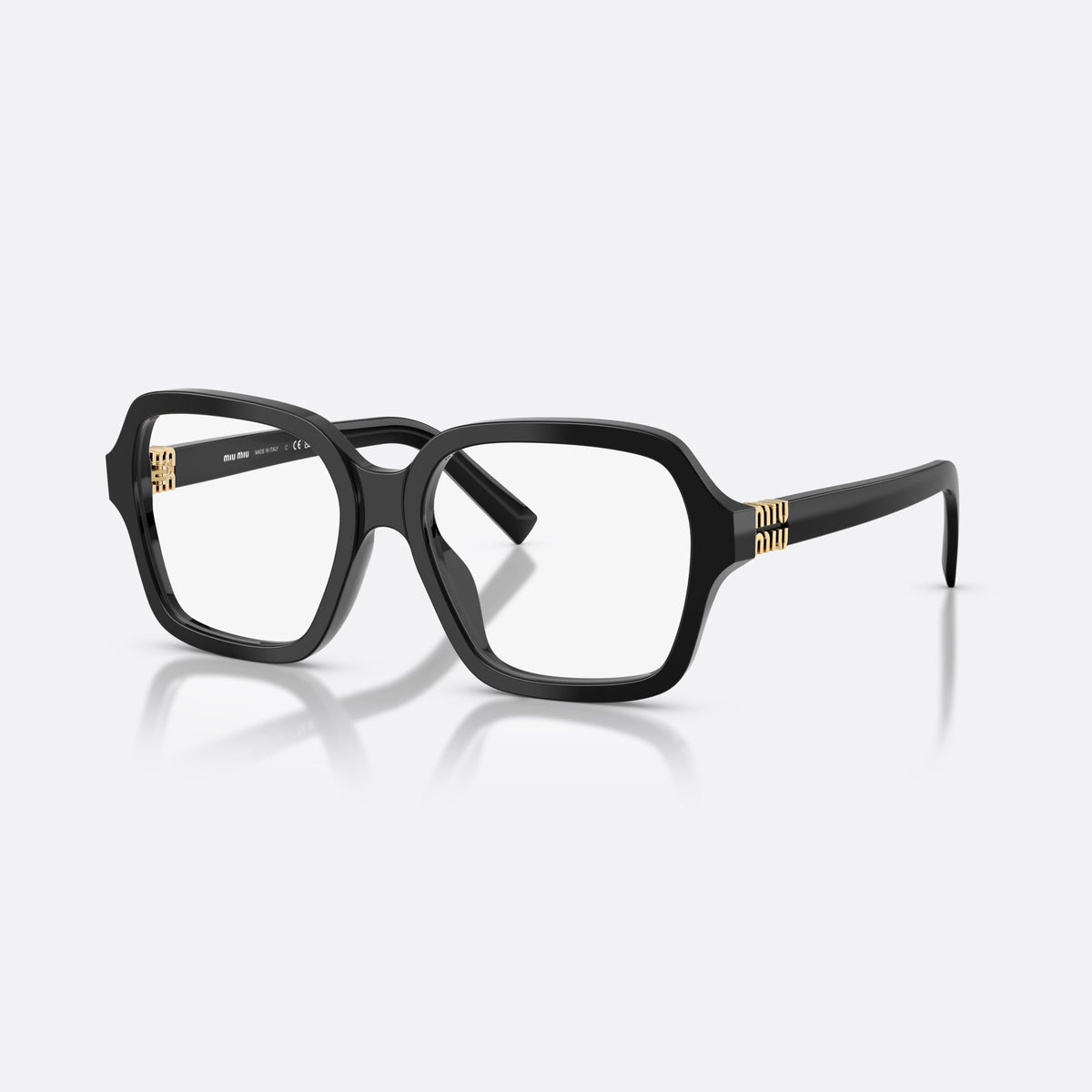 Rame ochelari de vedere Miu Miu MU 03YV 16K1O1, patrati negru, pentru femei, punte simplă cu partea superioară groasă